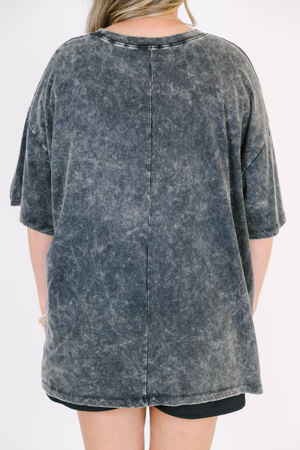 Sweet Daisies Acid Wash Relaxed Tee, Black