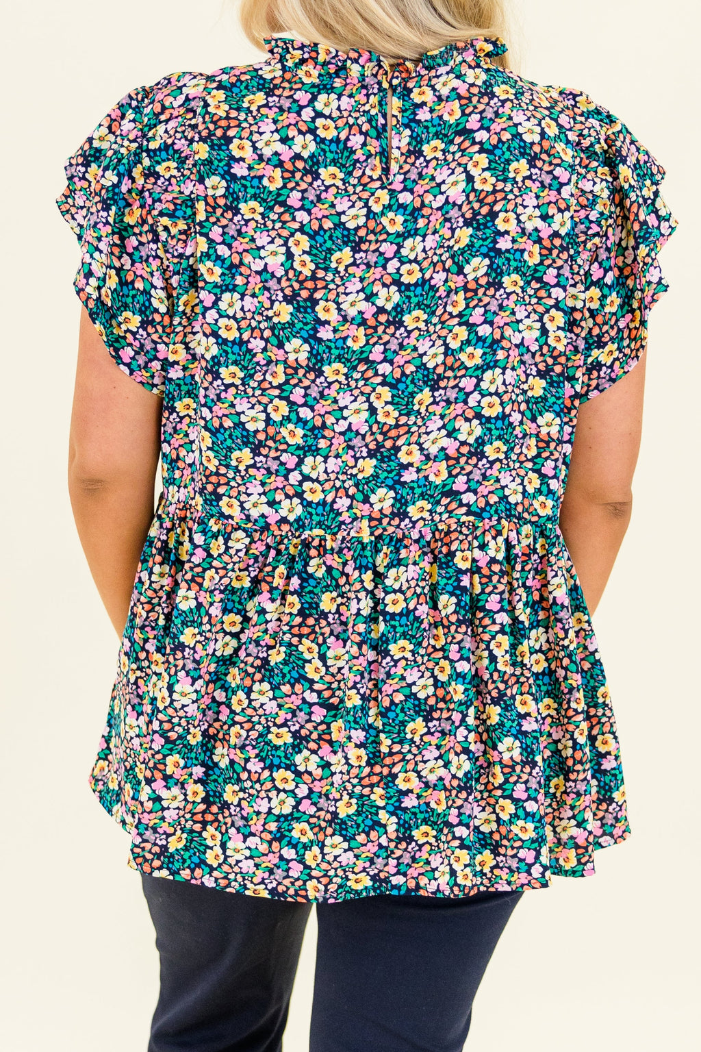 Sweet Georgia Peach Top, Navy Mix