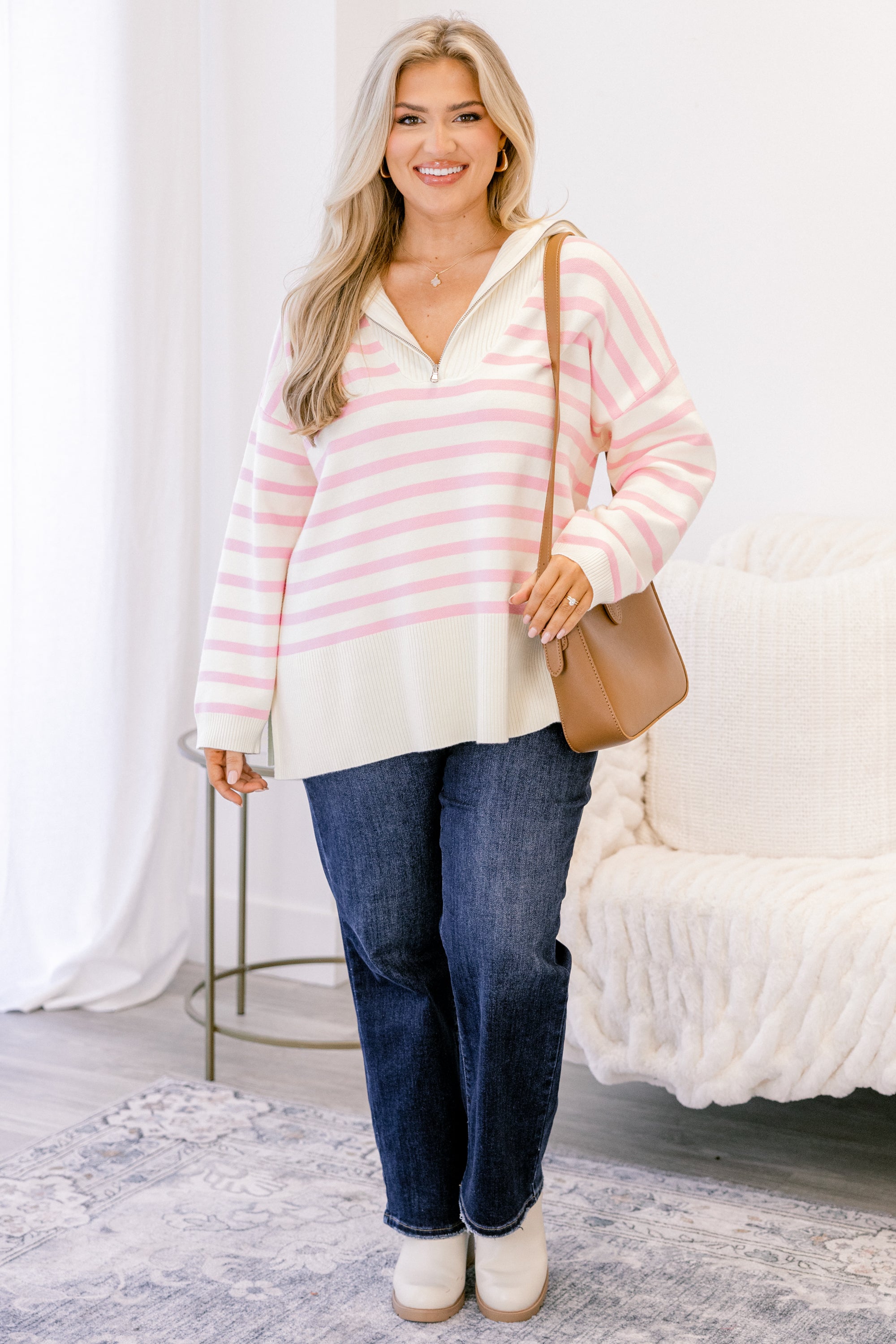 Sweet Stripes Sweater, Cream