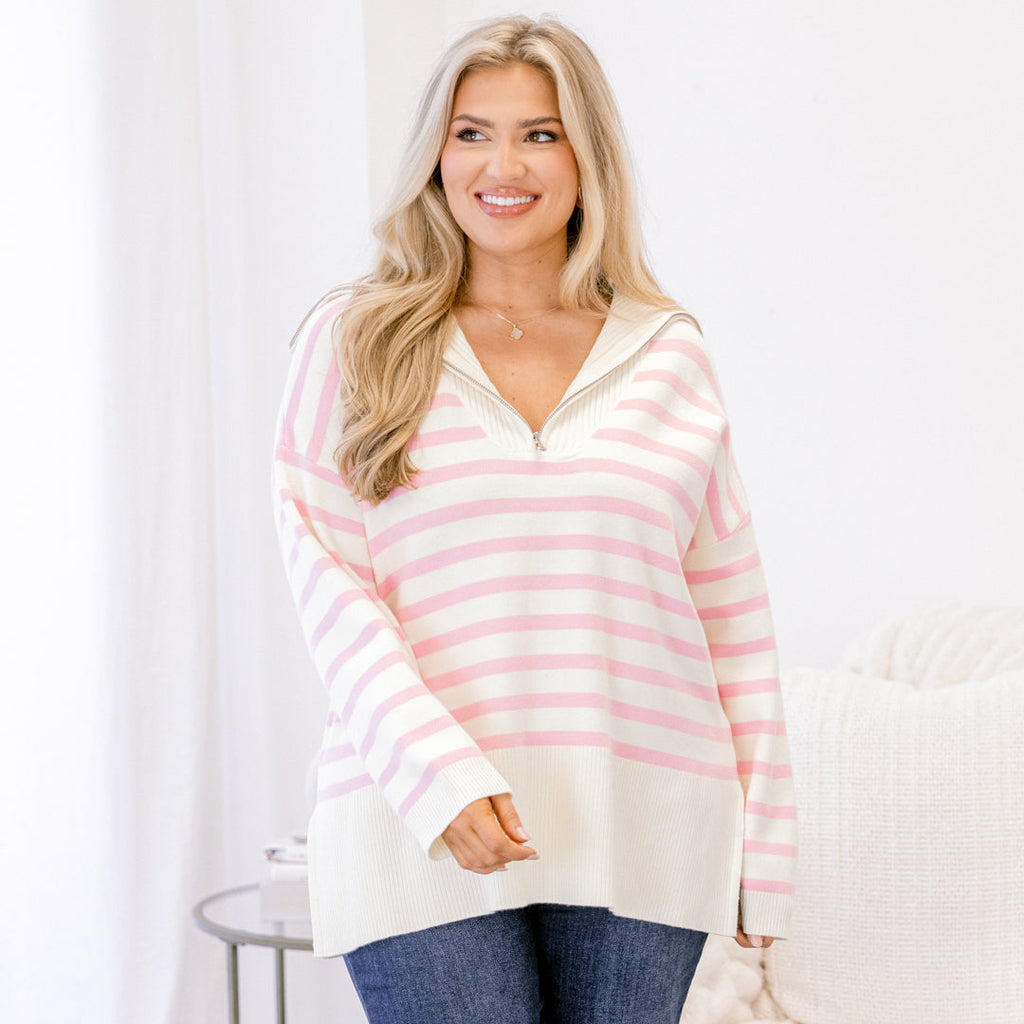 Sweet Stripes Sweater, Cream