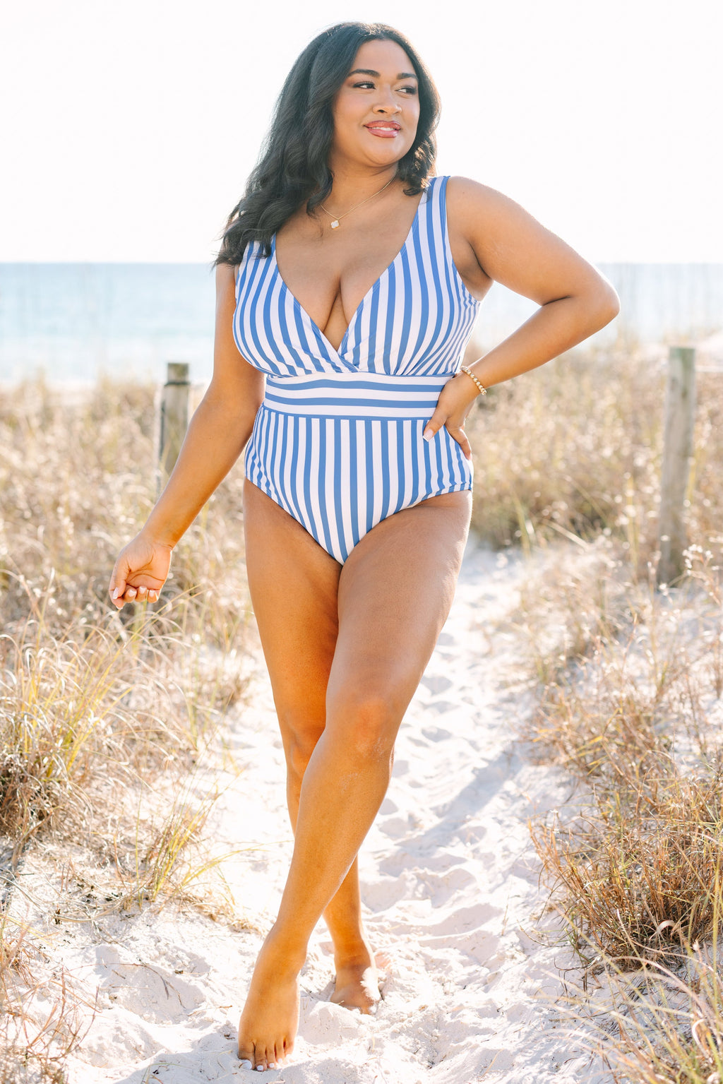 Sweet Stripes Swimsuit, Blue