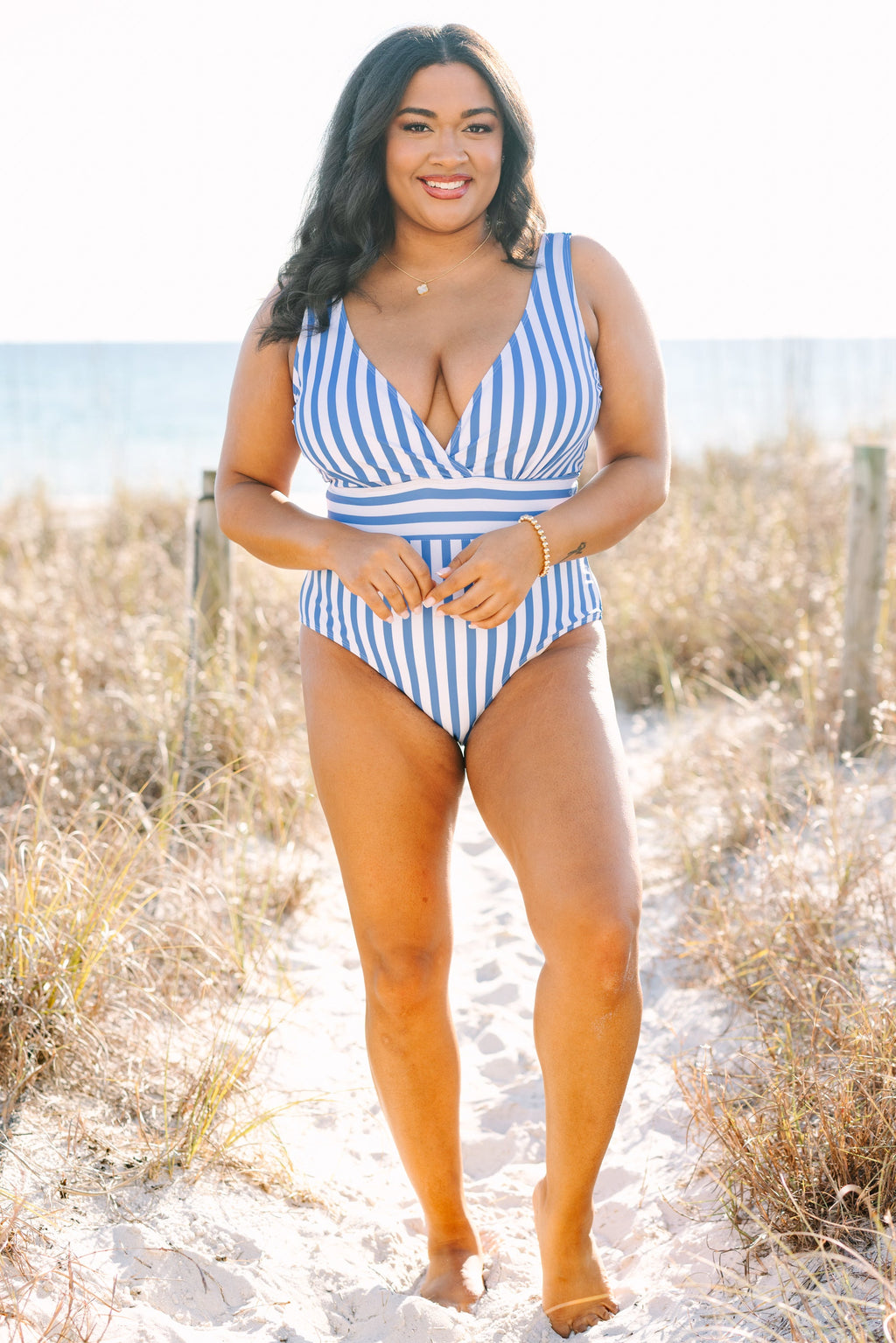 Sweet Stripes Swimsuit, Blue