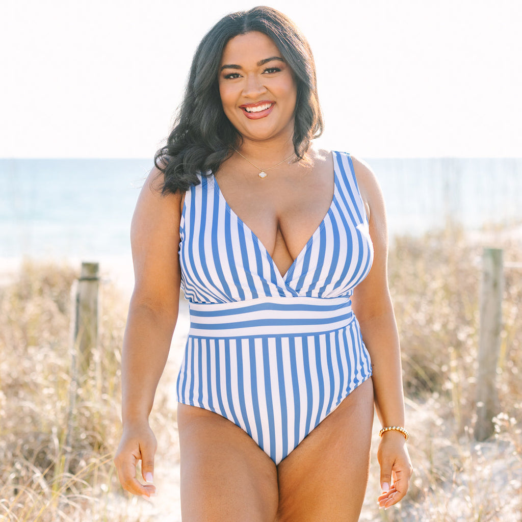 Sweet Stripes Swimsuit, Blue