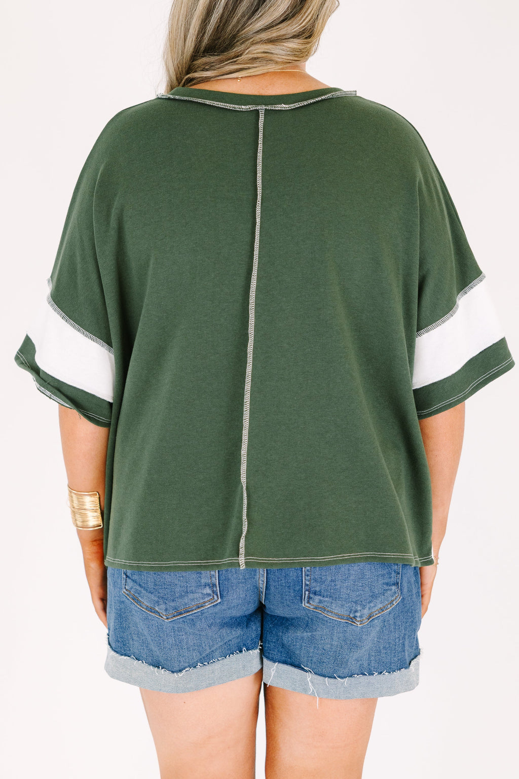 Sweet Stripes Tee, Army Green