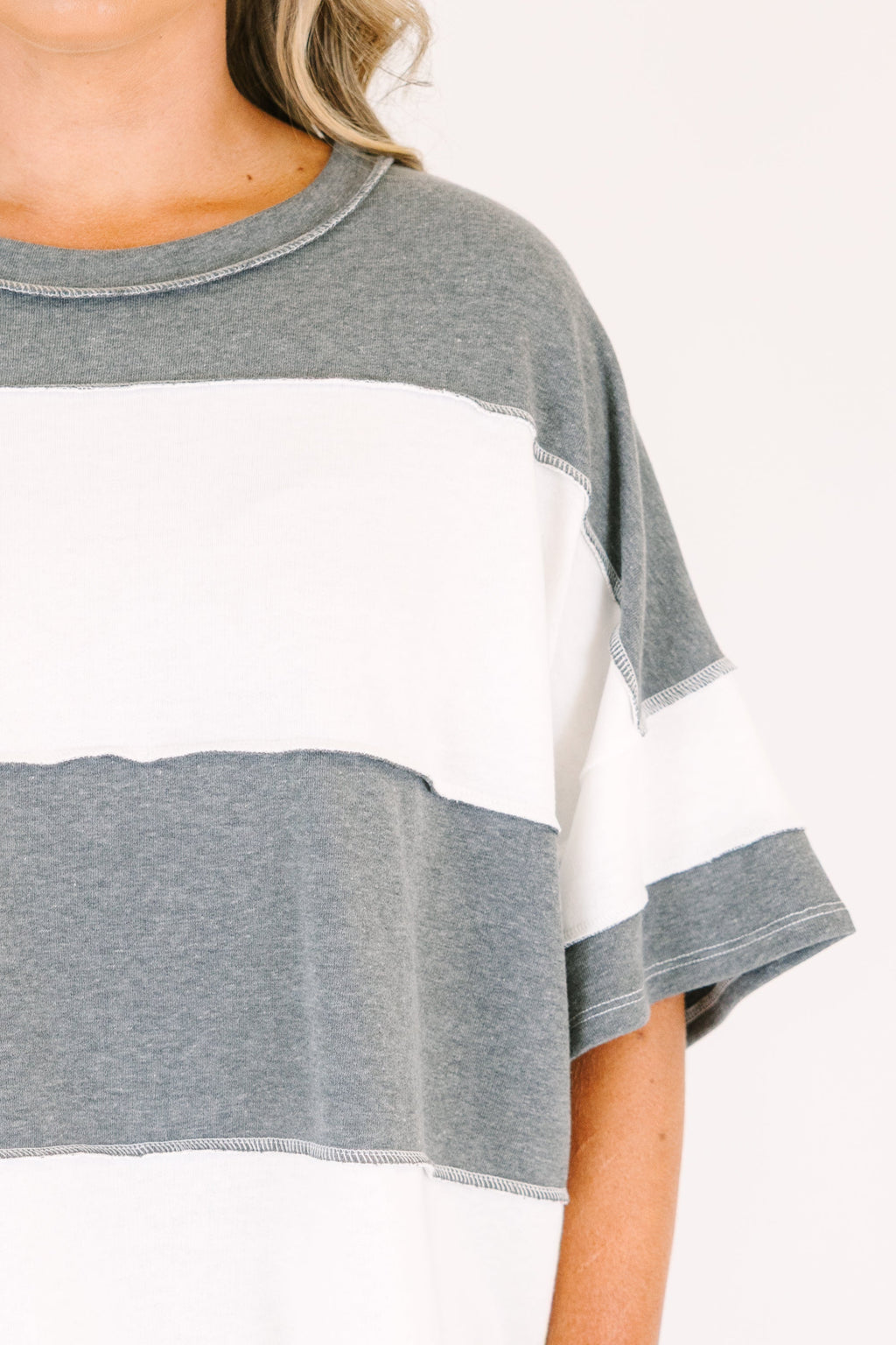 Sweet Stripes Tee, Charcoal