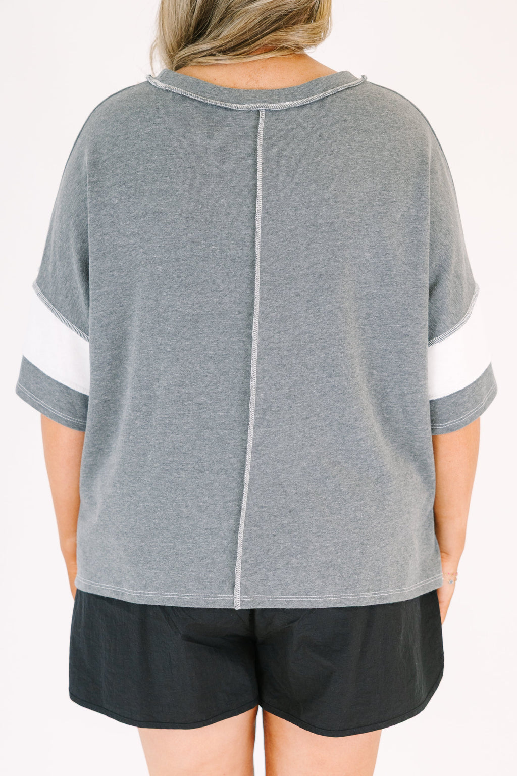 Sweet Stripes Tee, Charcoal