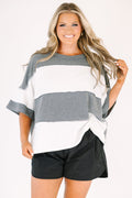 Sweet Stripes Tee, Charcoal