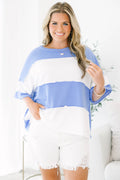 Sweet Stripes Tee, Cornflower