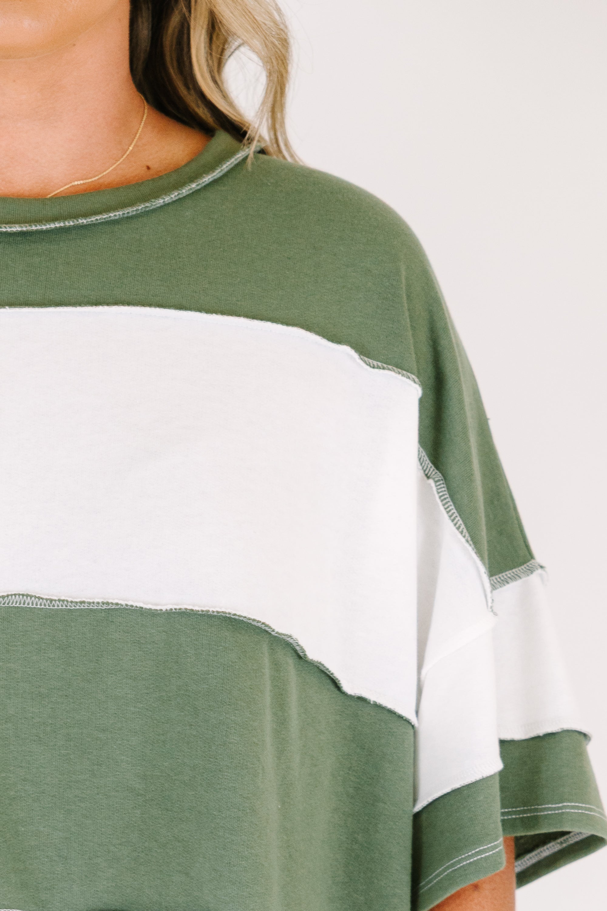 Sweet Stripes Tee, Light Olive