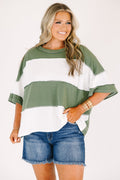 Sweet Stripes Tee, Light Olive