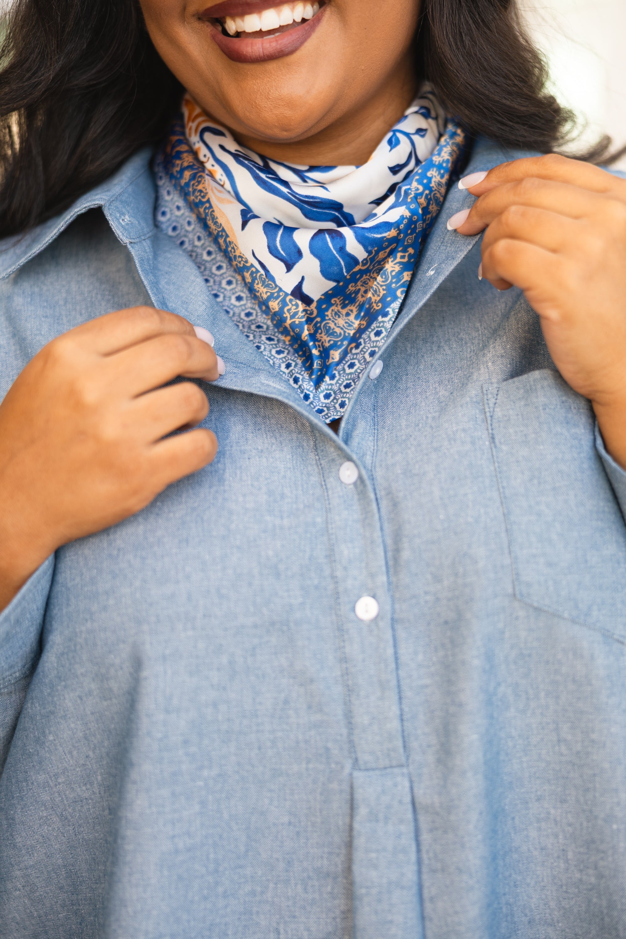 Sweet Summertime Scarf, Blue Floral