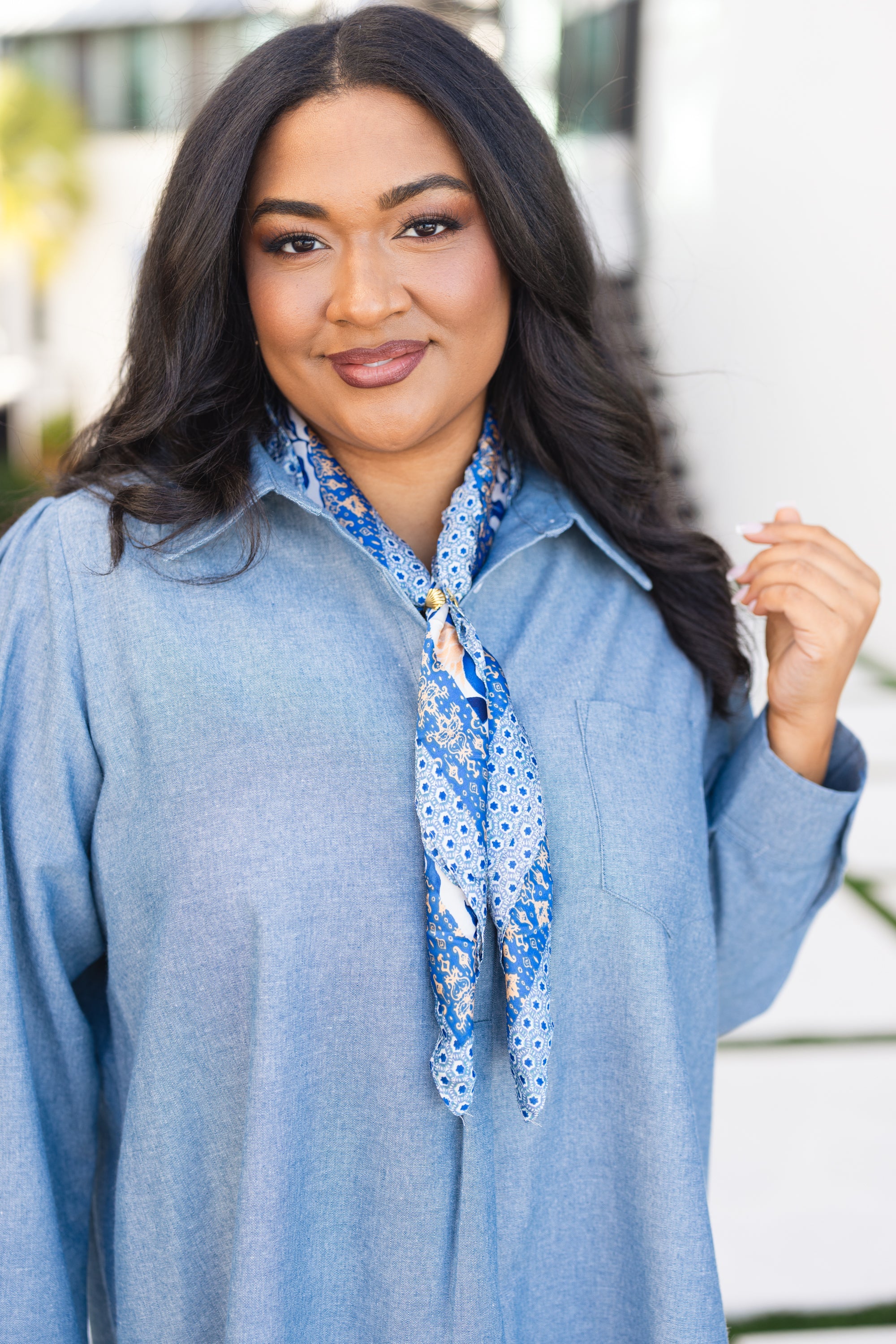Sweet Summertime Scarf, Blue Floral