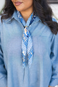 Sweet Summertime Scarf, Blue Floral