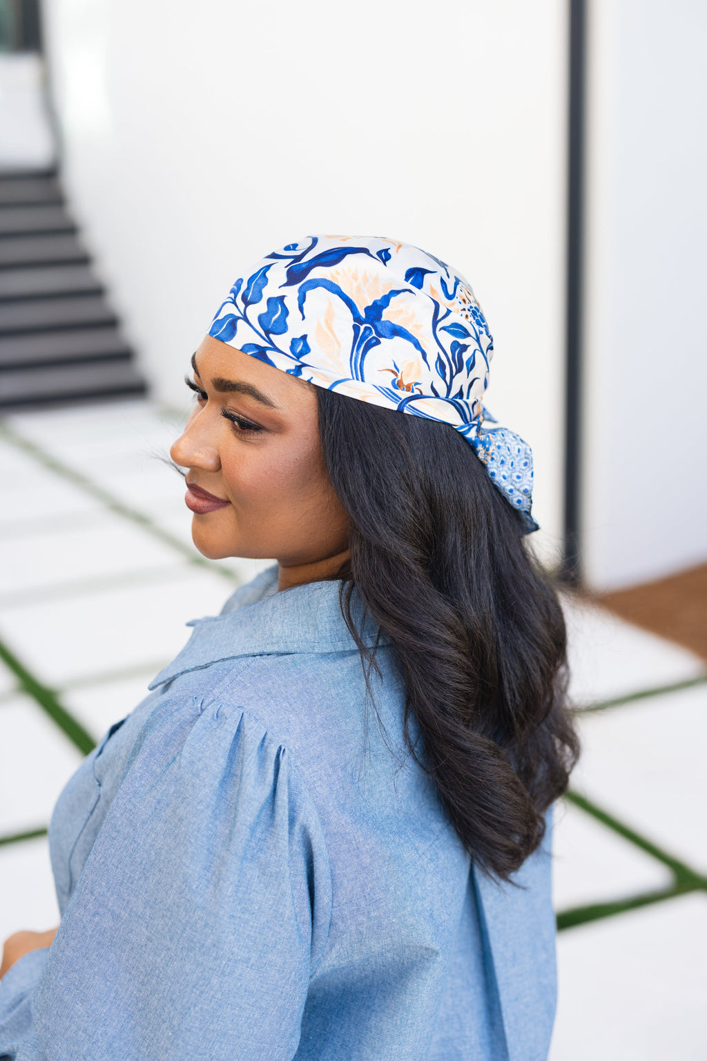 Sweet Summertime Scarf, Blue Floral
