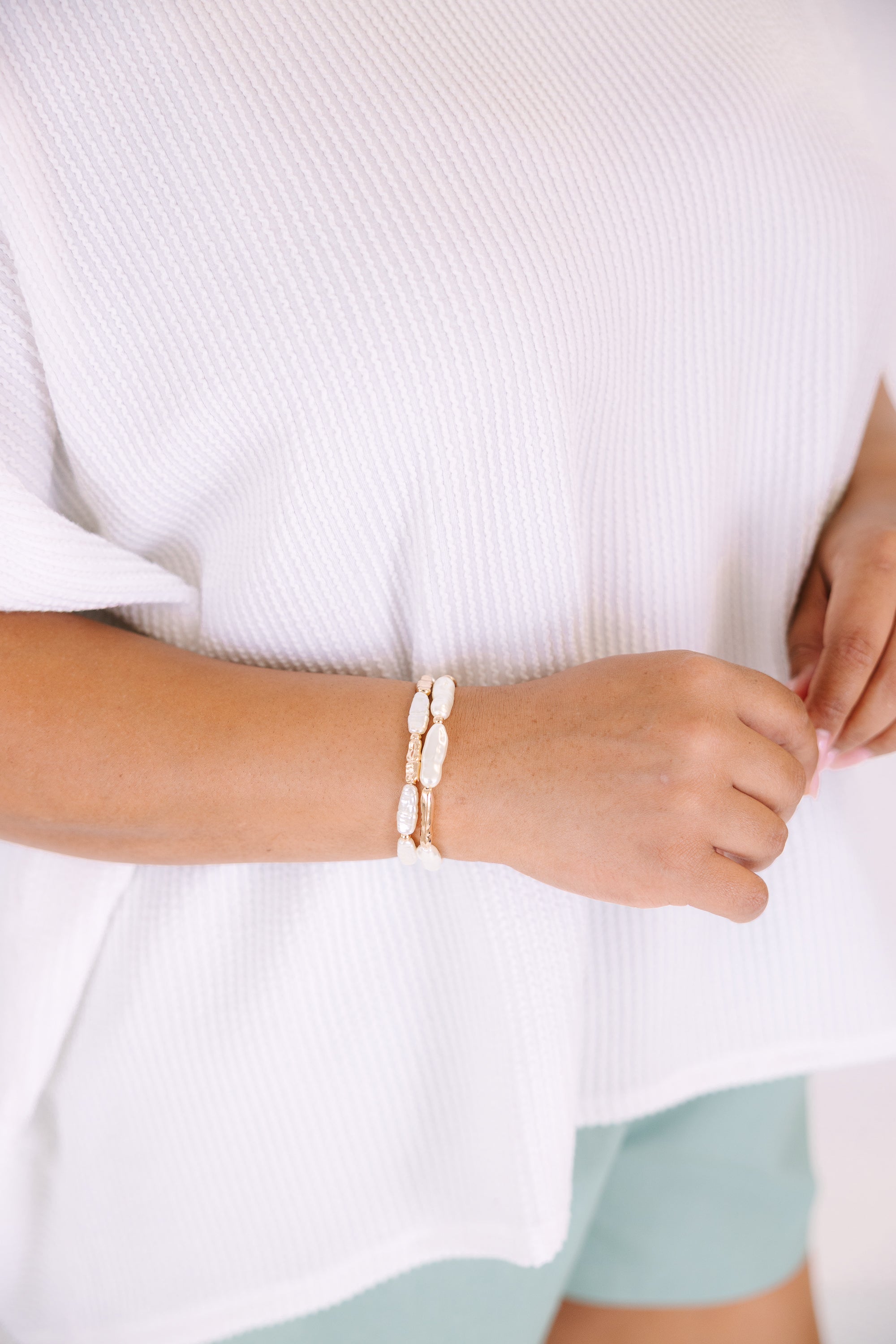 Sweet Talking Bracelet Set, Cream/Gold