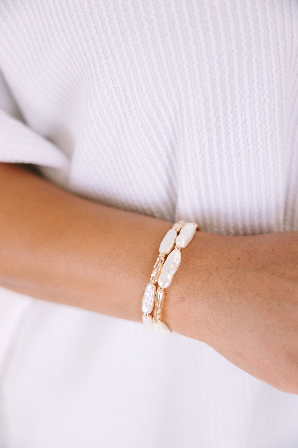 Sweet Talking Bracelet Set, Cream/Gold