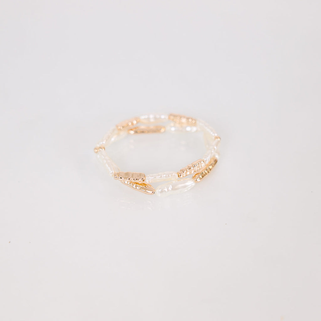 Sweet Talking Bracelet Set, Cream/Gold