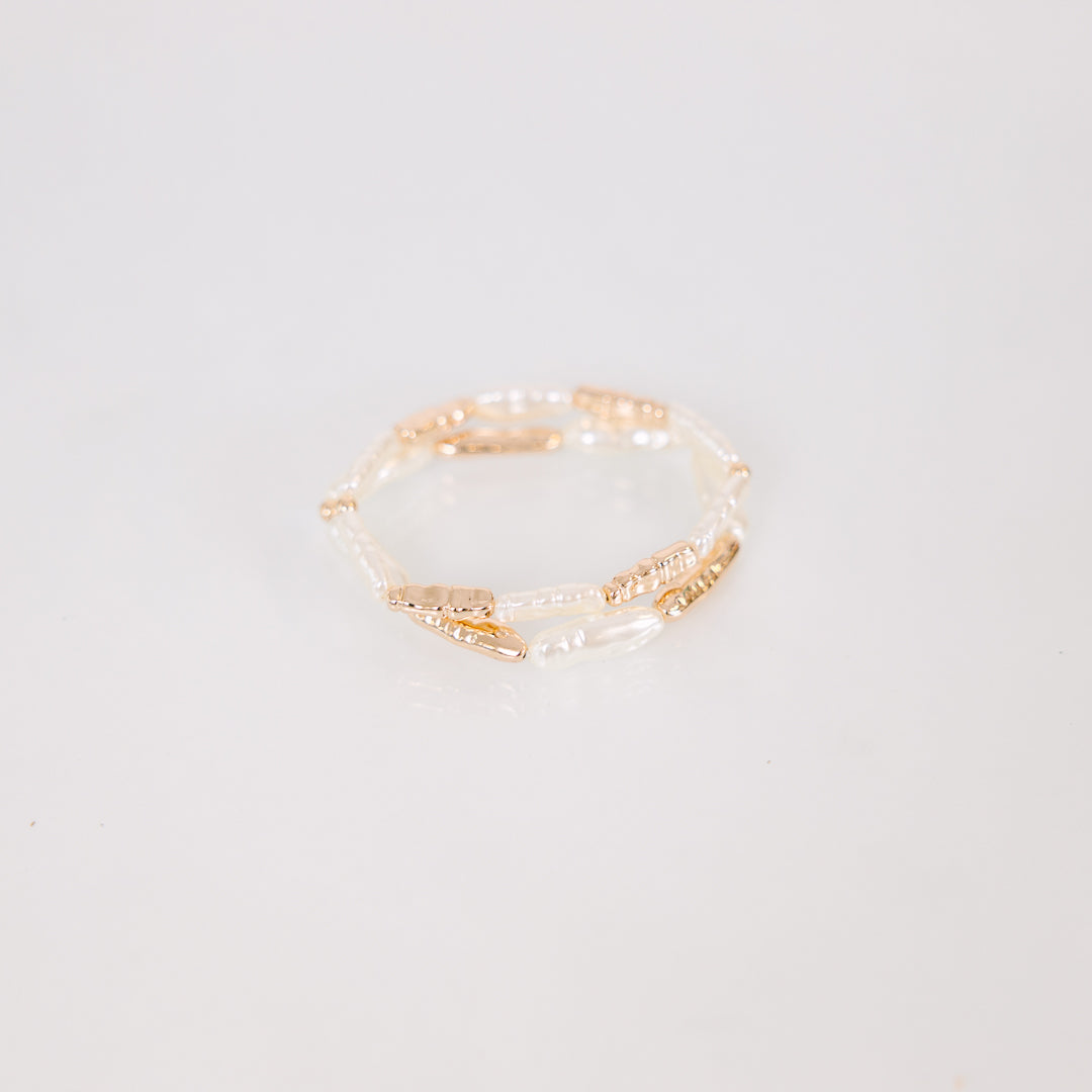 Sweet Talking Bracelet Set, Cream/Gold