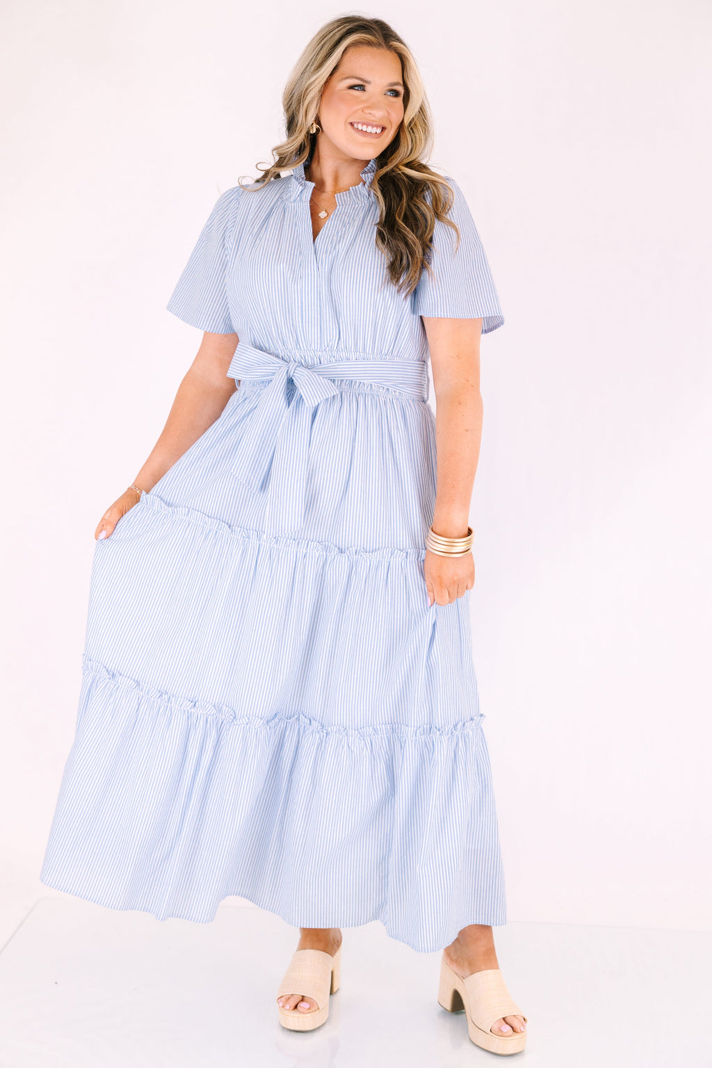 Sweet Thoughts Dress, Blue Stripe