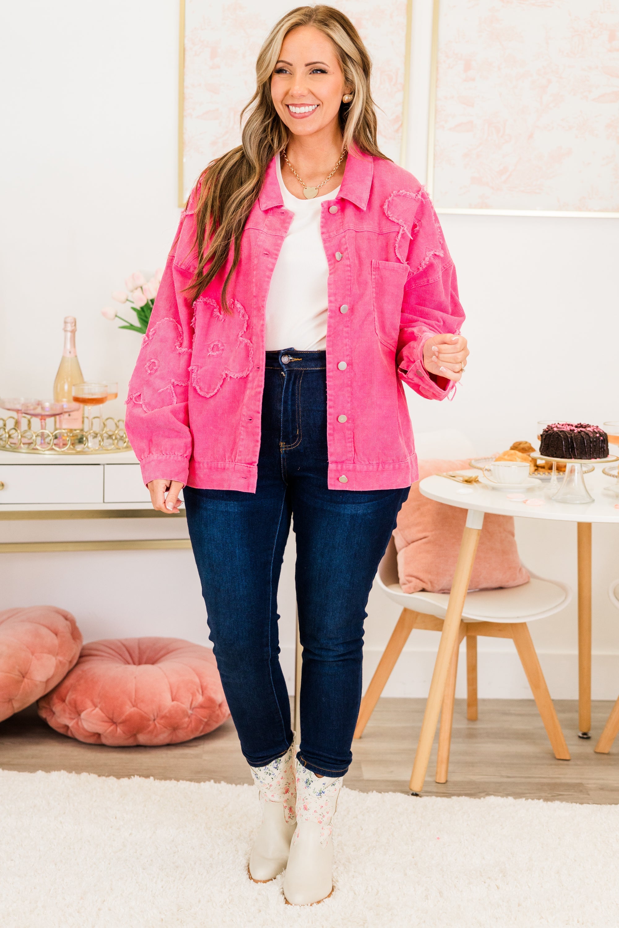 Sweetheart Petals Jacket, Hot Pink