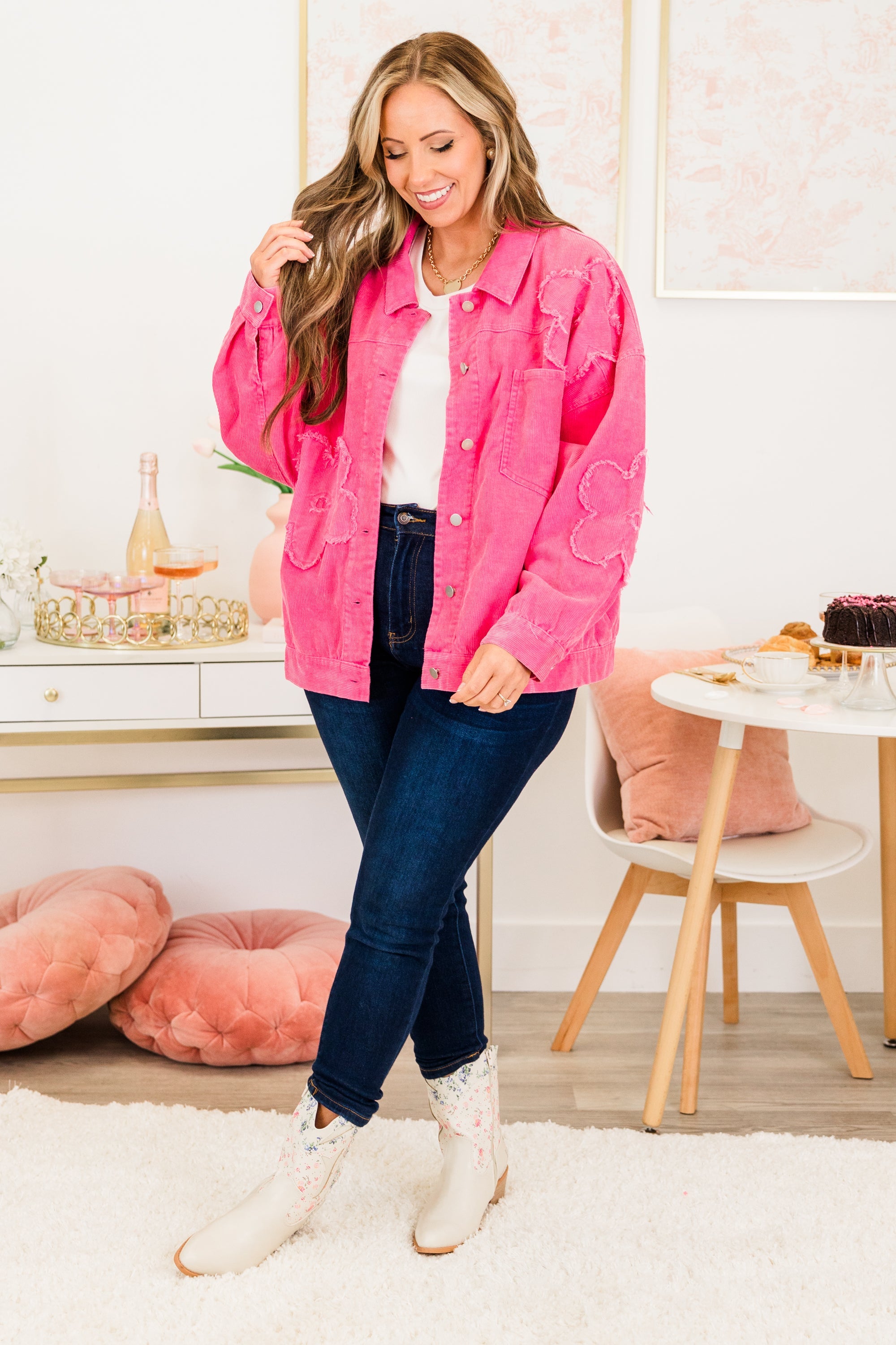 Sweetheart Petals Jacket, Hot Pink