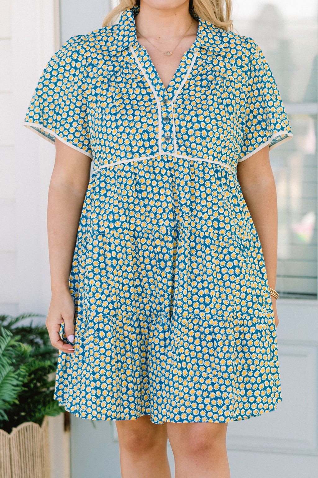 Sweetly Surprised Dress, Teal Mix