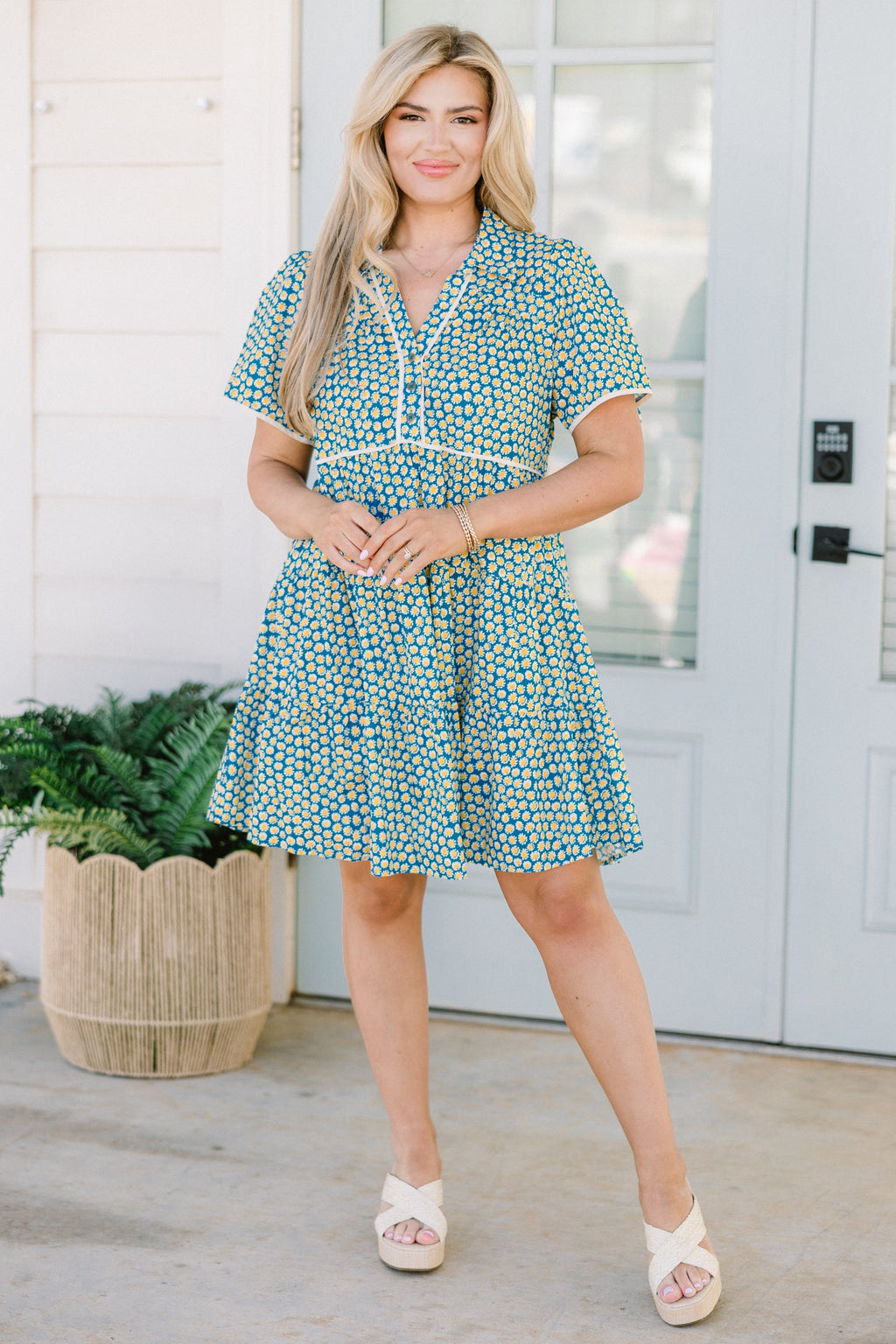 Sweetly Surprised Dress, Teal Mix