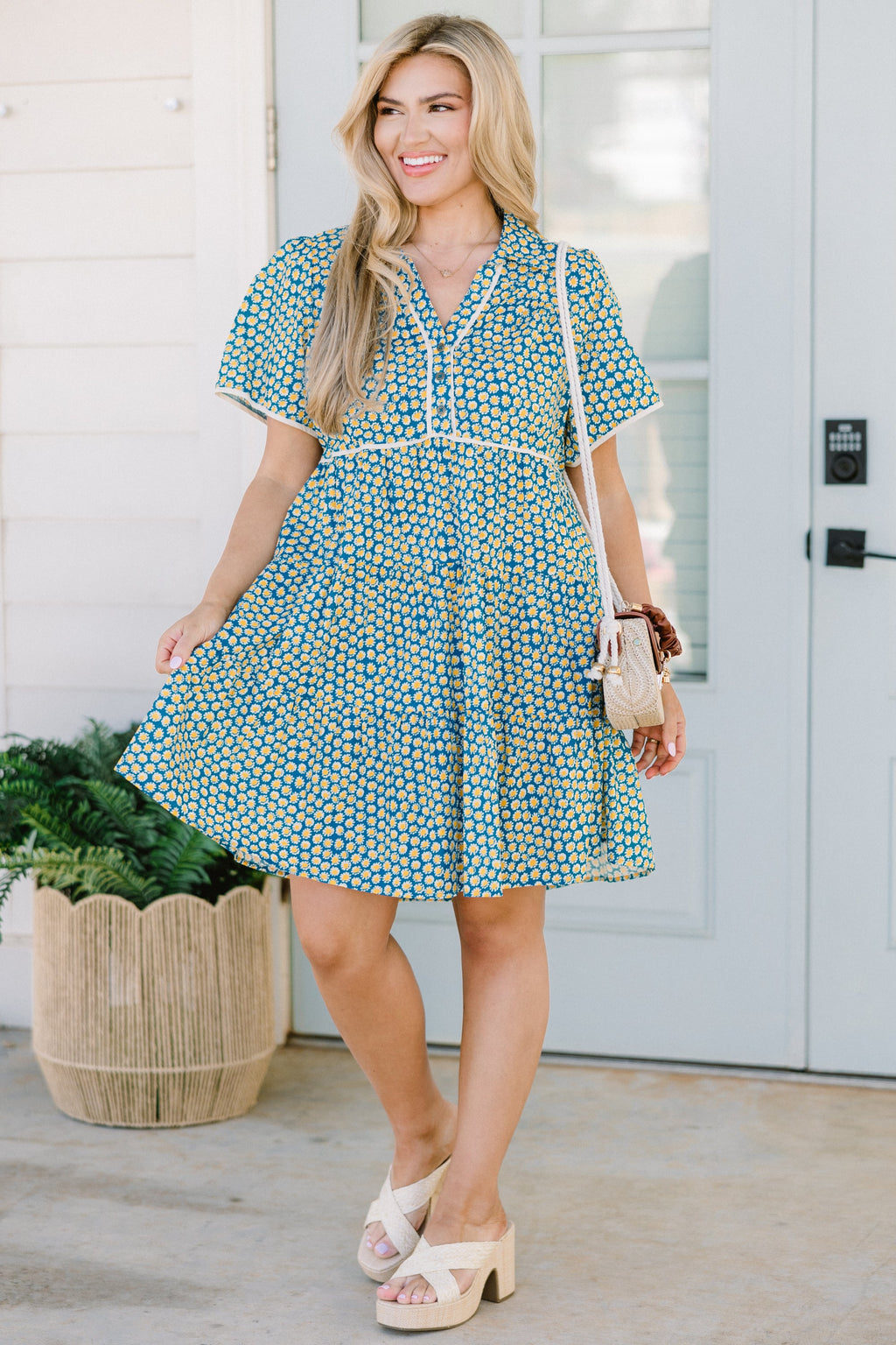 Sweetly Surprised Dress, Teal Mix