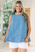 Sweet Perfections Tank, Light Denim