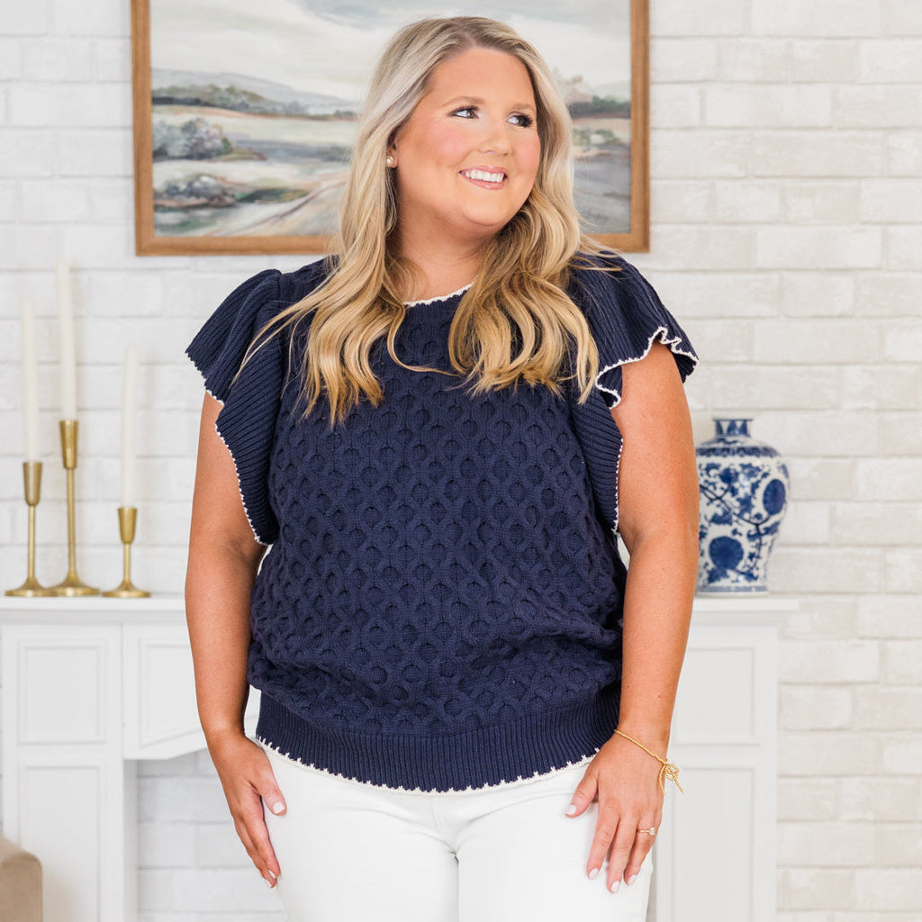 Take A Deep Breath Sweater, Navy