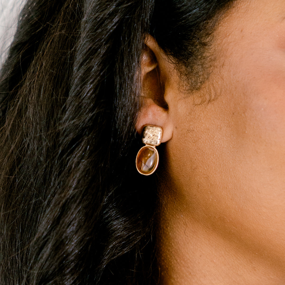 Take A Moment Earrings, Brown