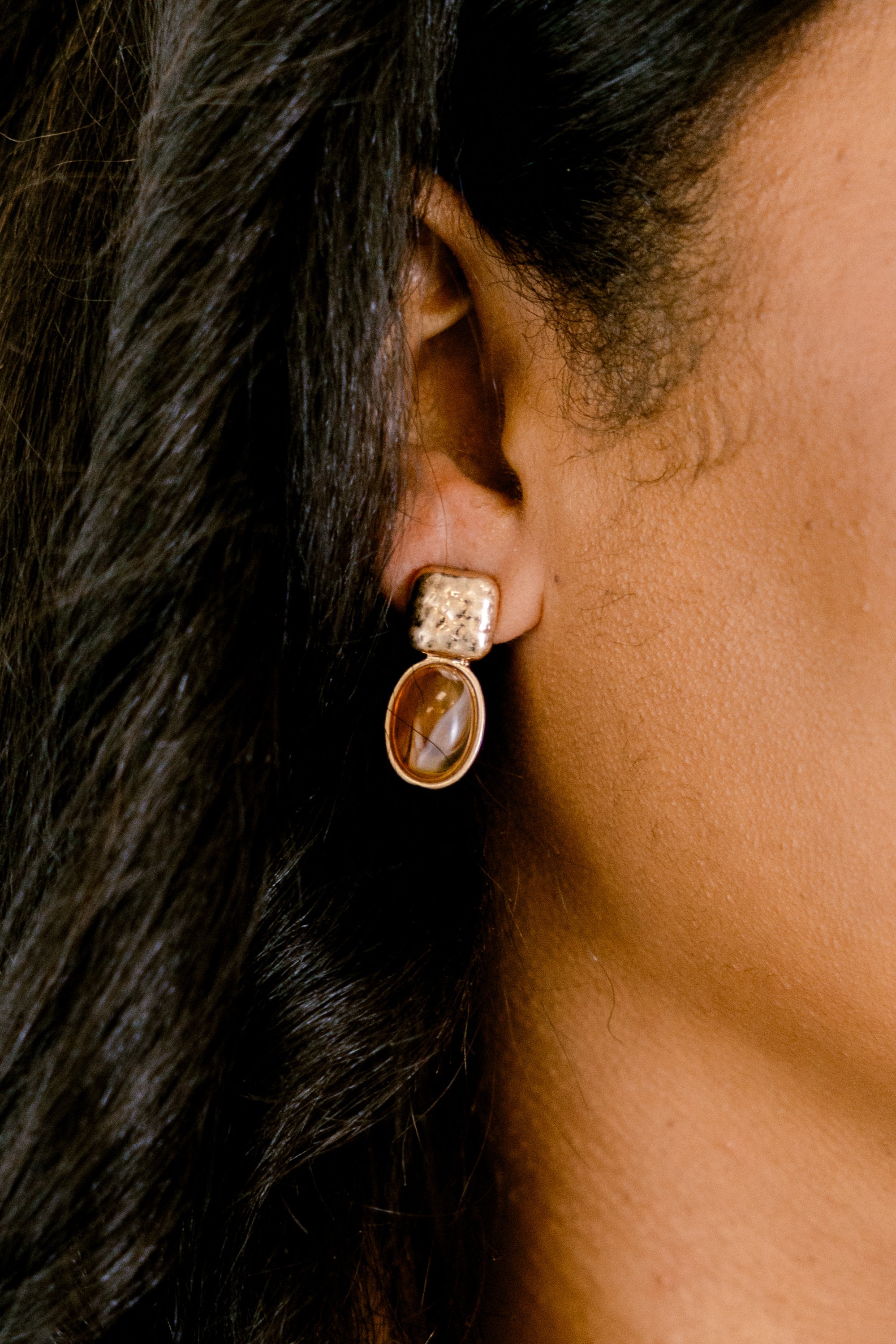 Take A Moment Earrings, Brown