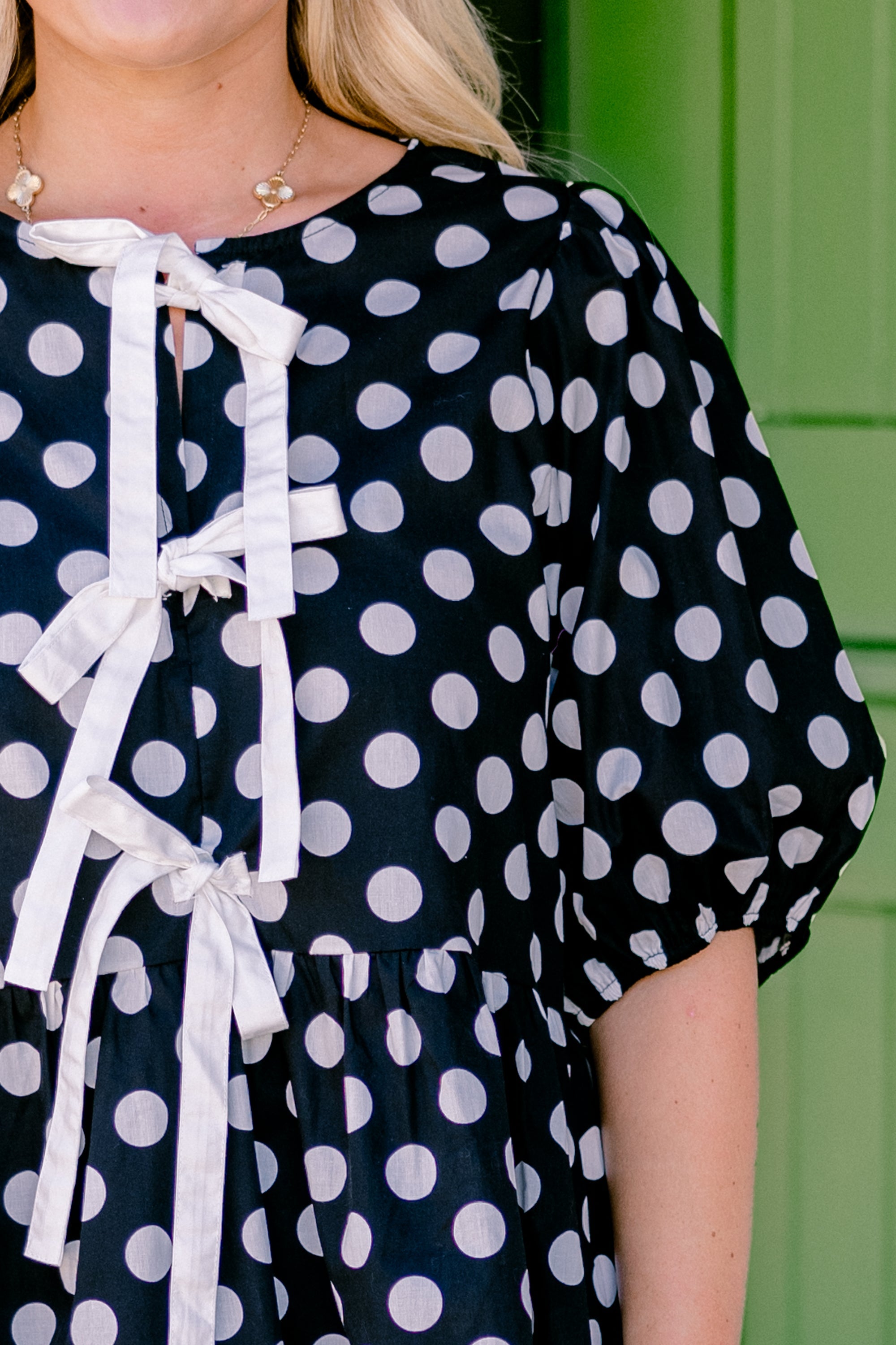 Take It Easy Now Top, Black Polka Dot