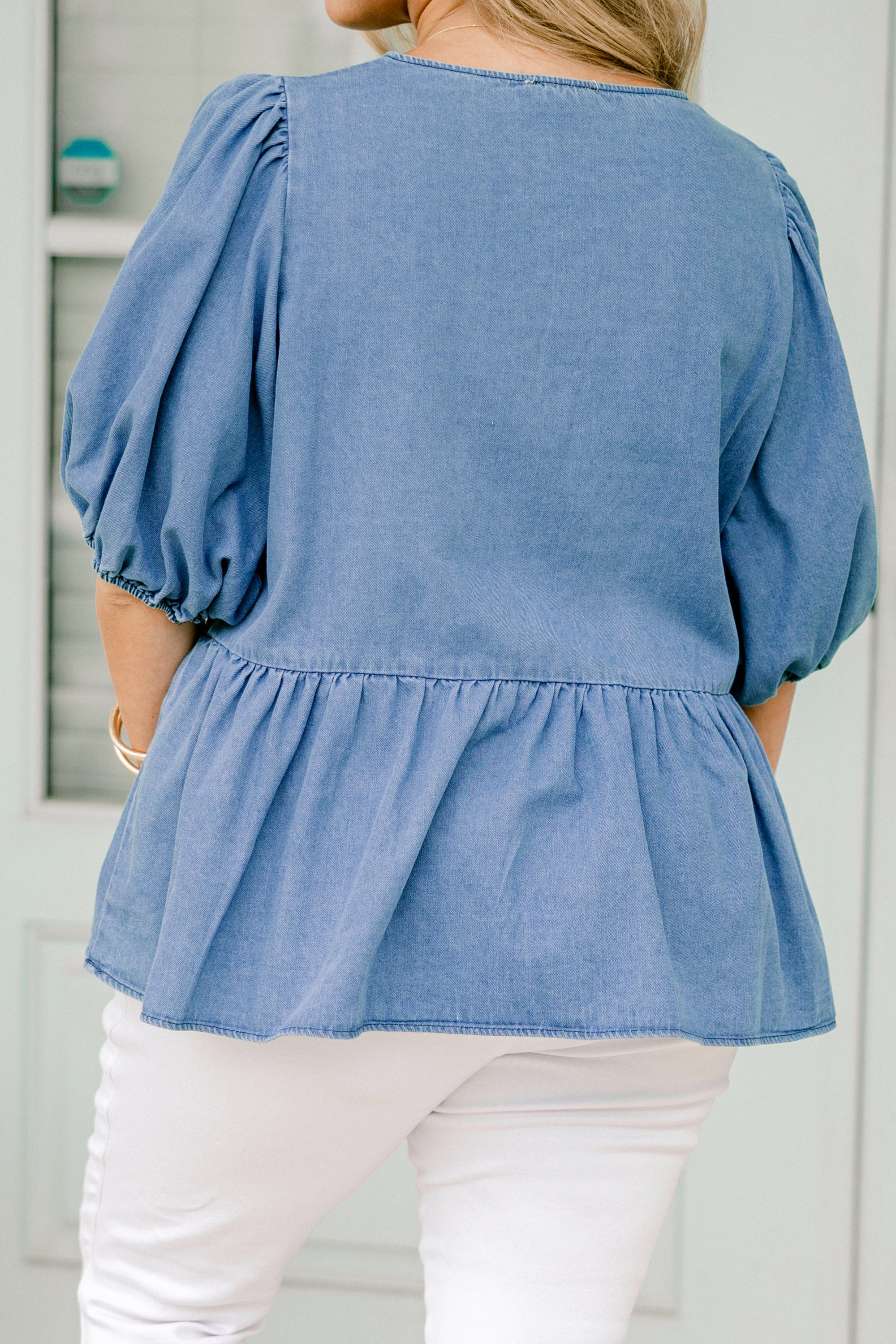Take It Easy Now Top, Chambray