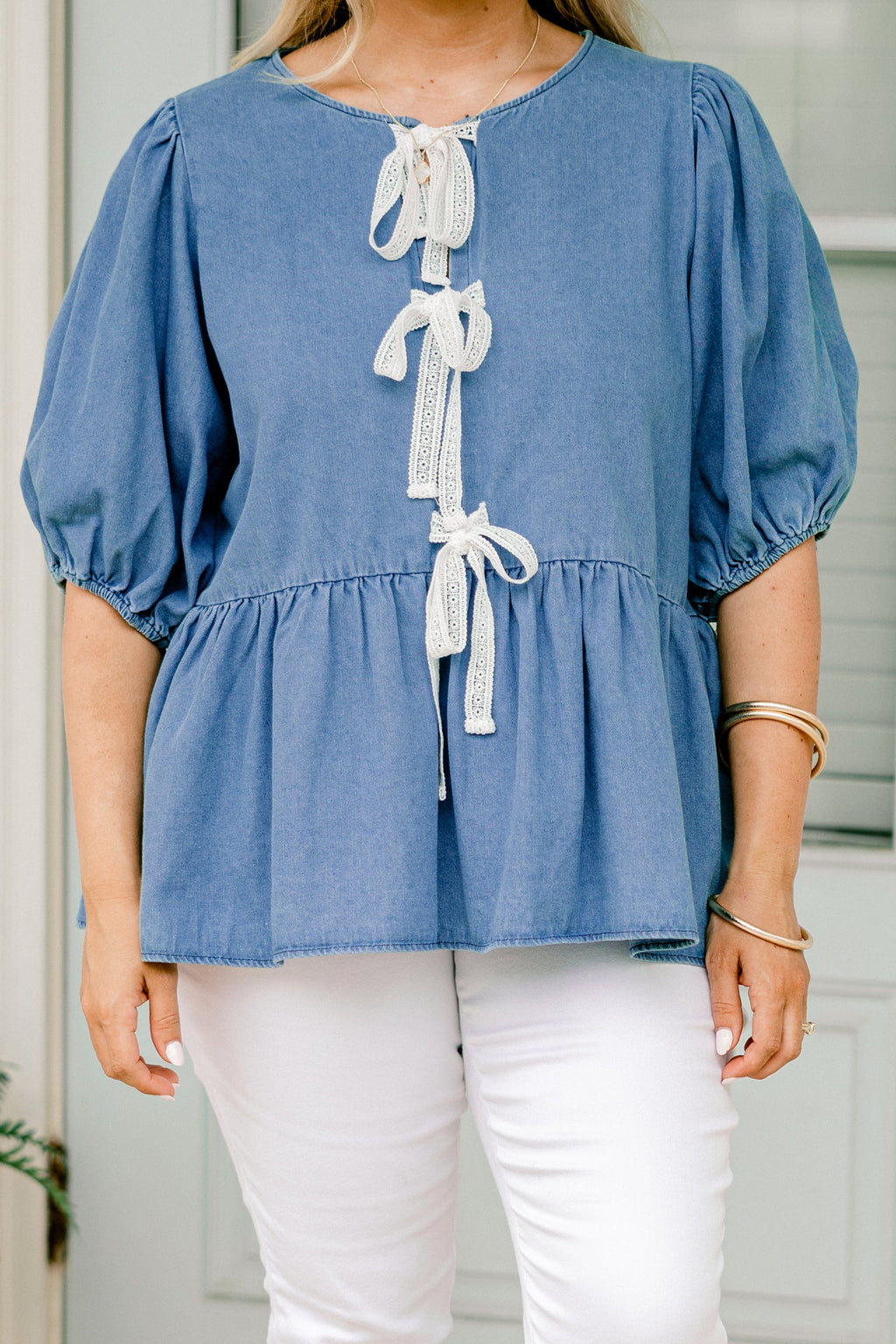 Take It Easy Now Top, Chambray