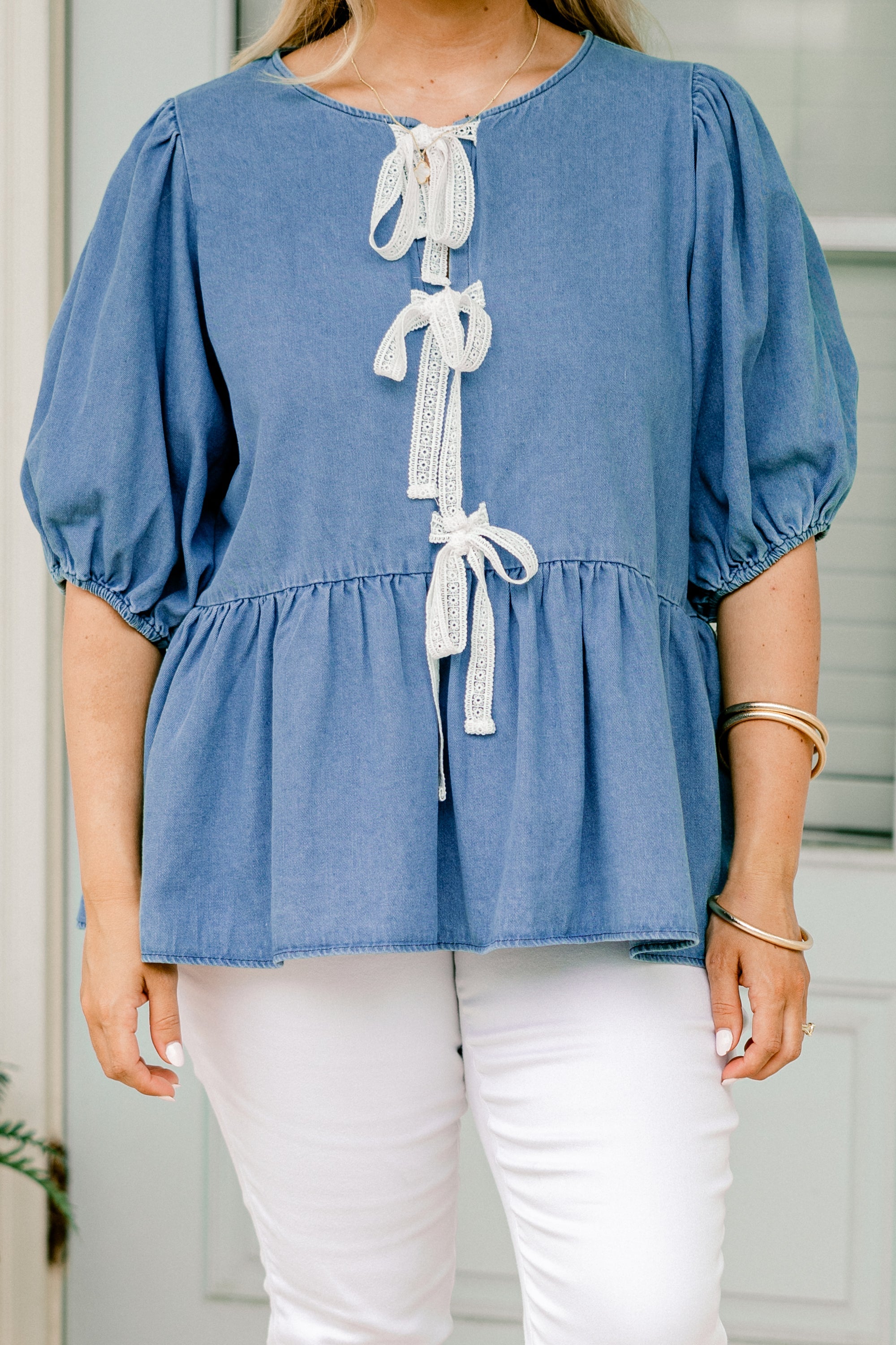 Take It Easy Now Top, Chambray