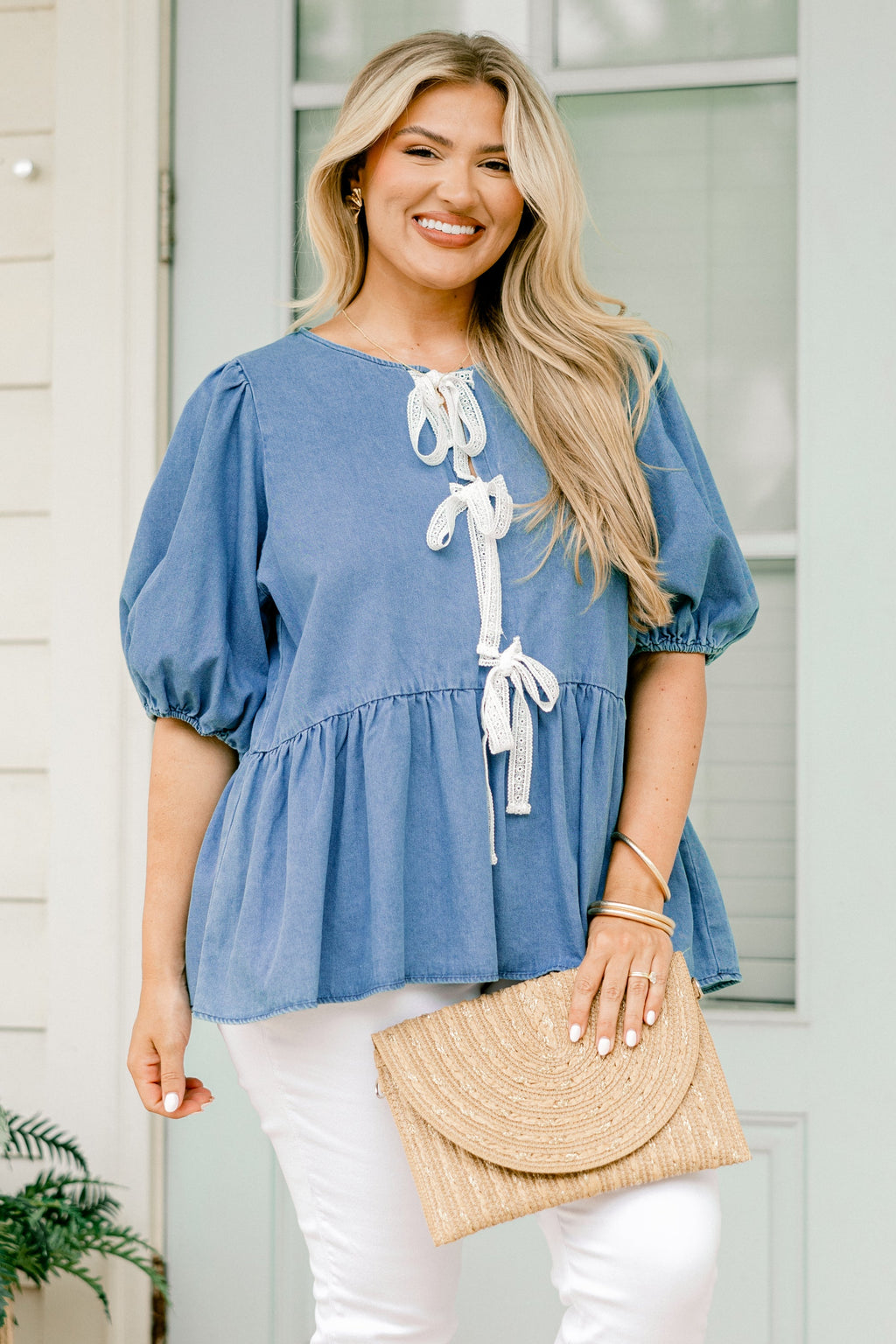 Take It Easy Now Top, Chambray