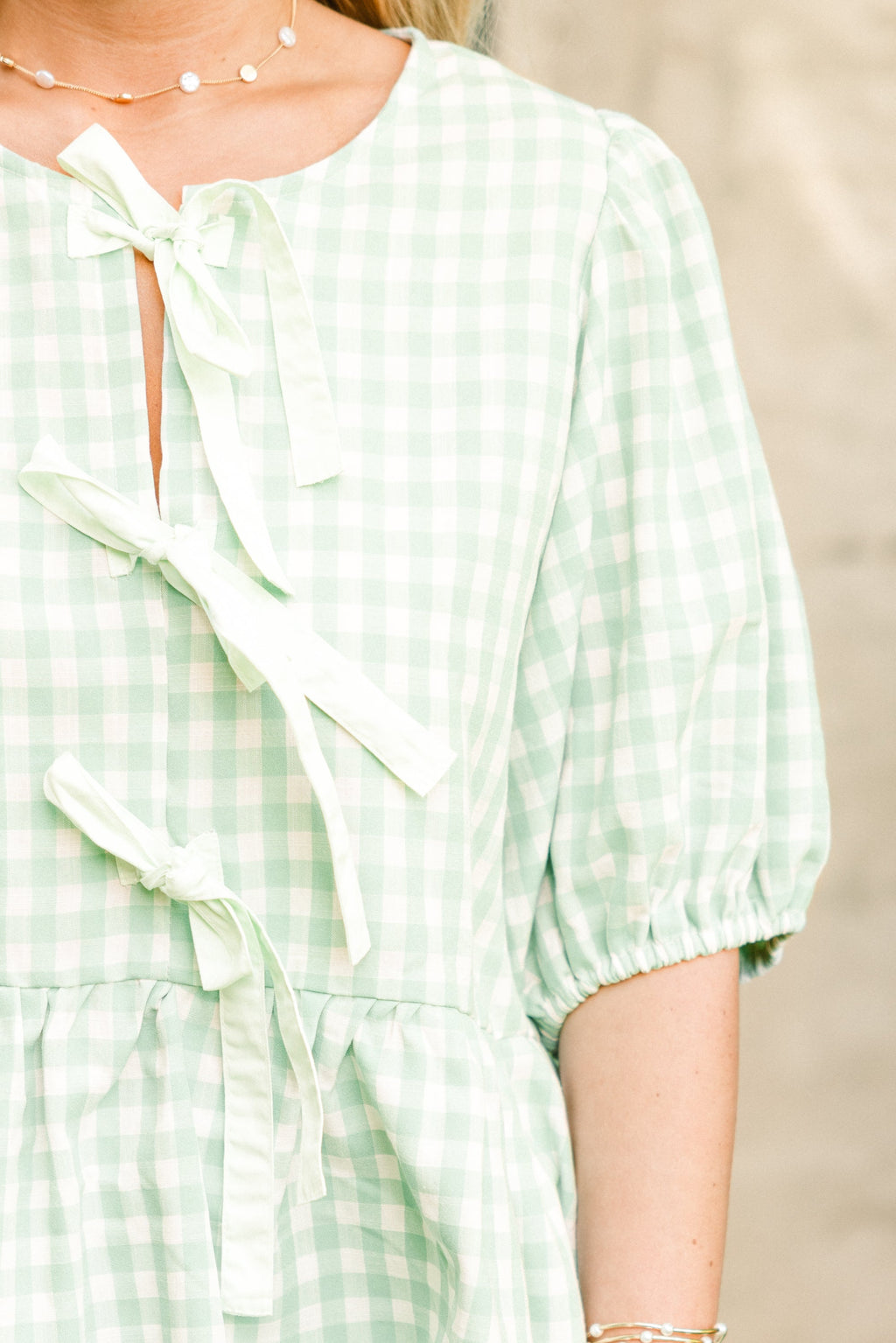 Take It Easy Now Top, Green Gingham