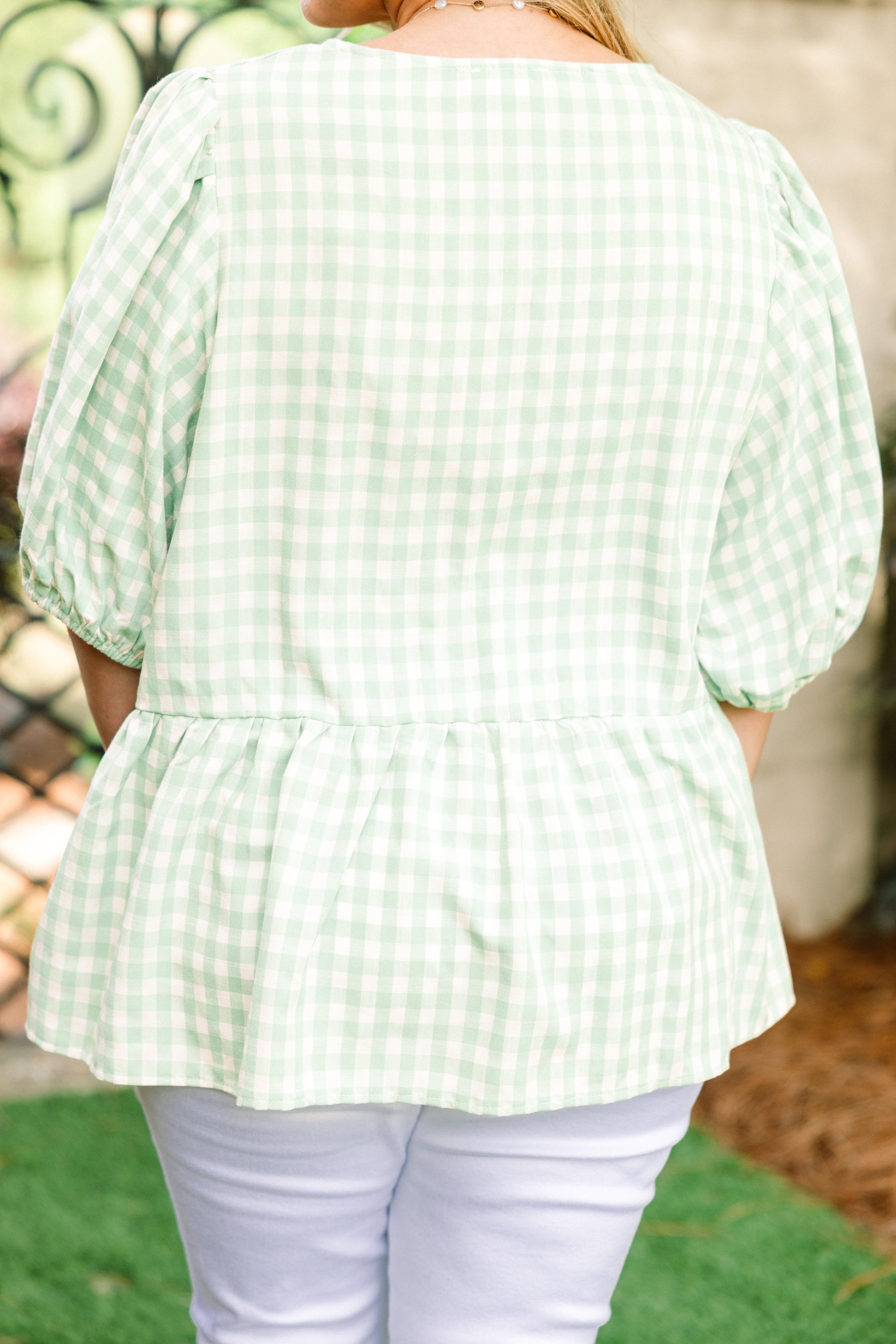Take It Easy Now Top, Green Gingham