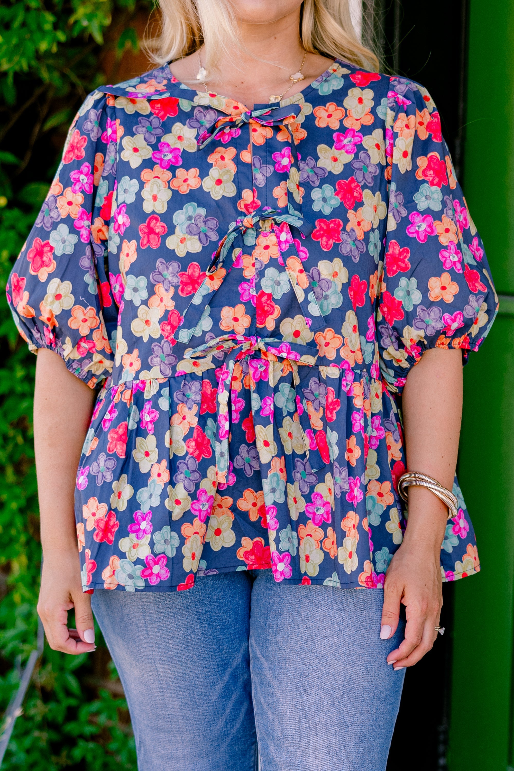 Take It Easy Now Top, Navy Floral