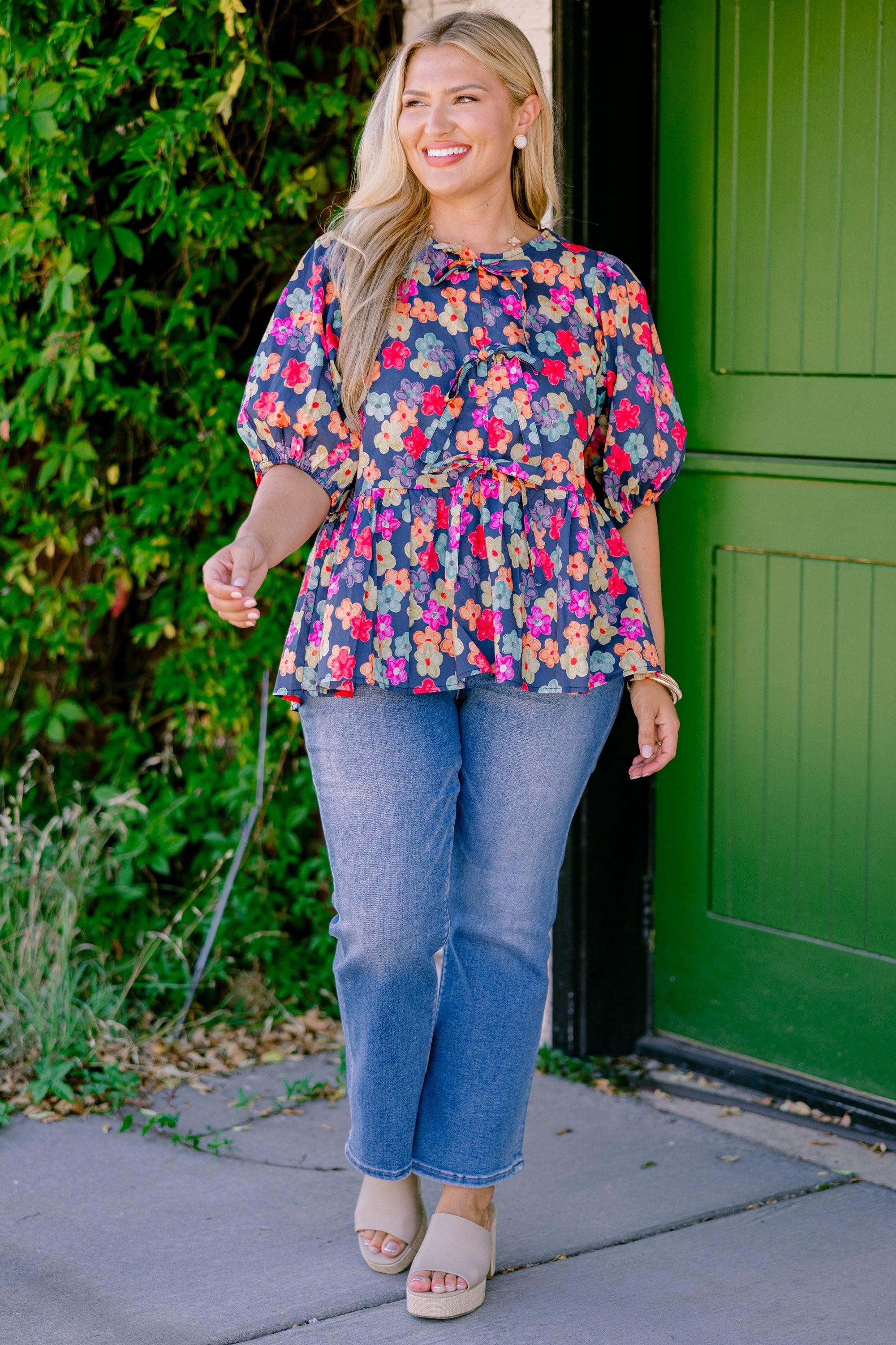 Take It Easy Now Top, Navy Floral