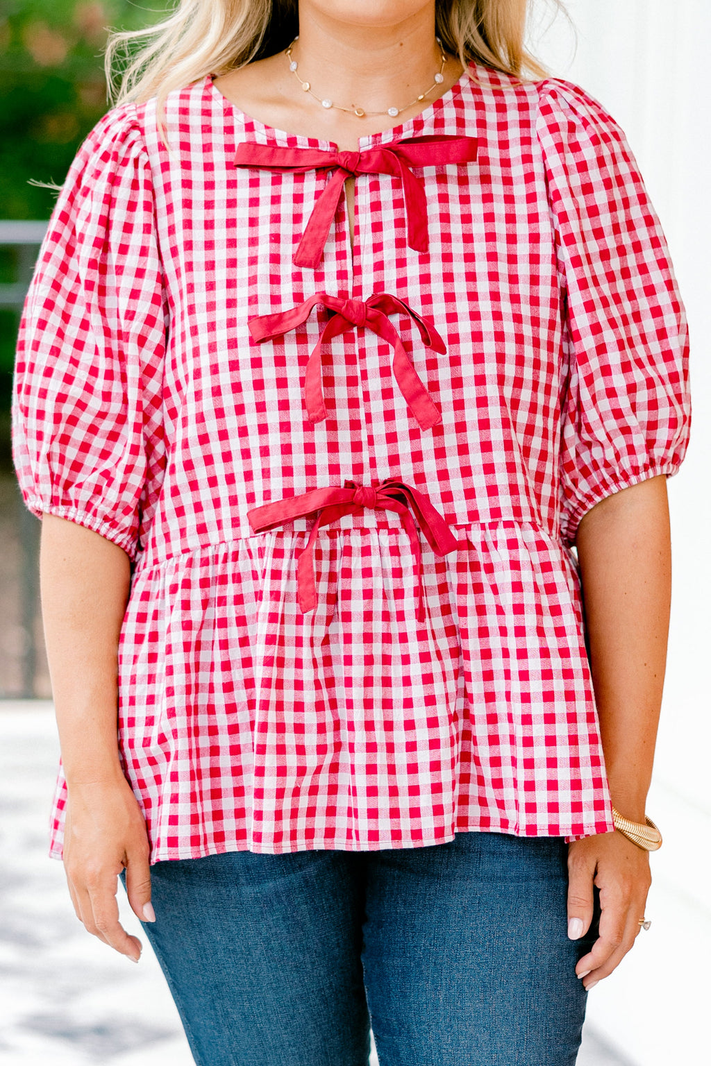 Take It Easy Now Top, Red Gingham