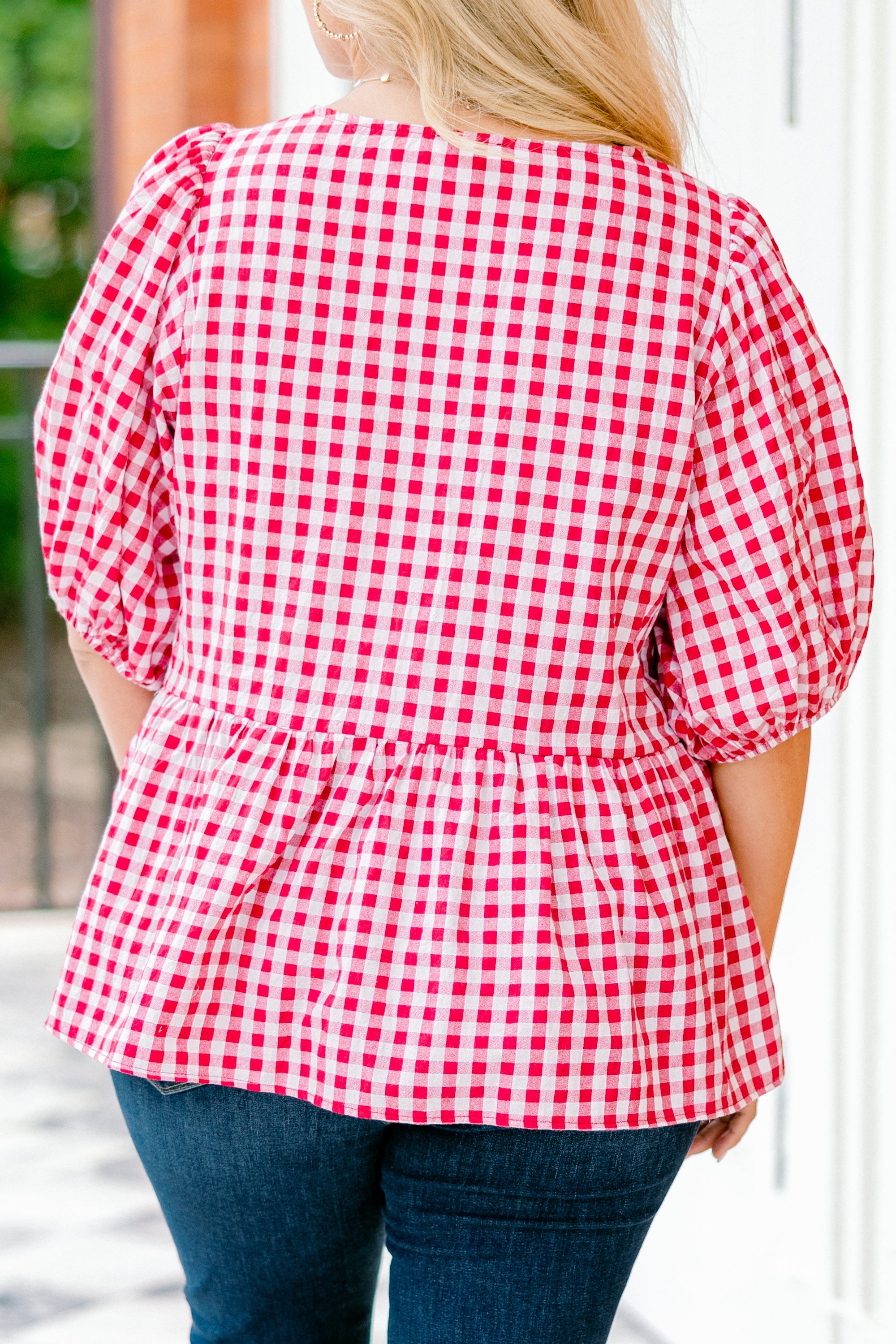 Take It Easy Now Top, Red Gingham