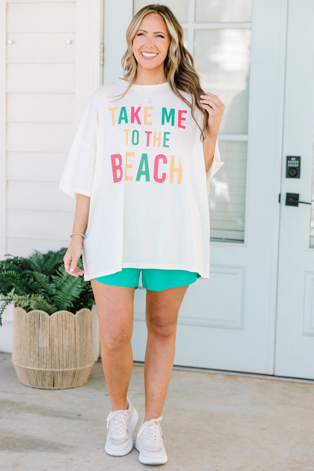 Take Me To The Beach Boyfriend Tee, Ivory