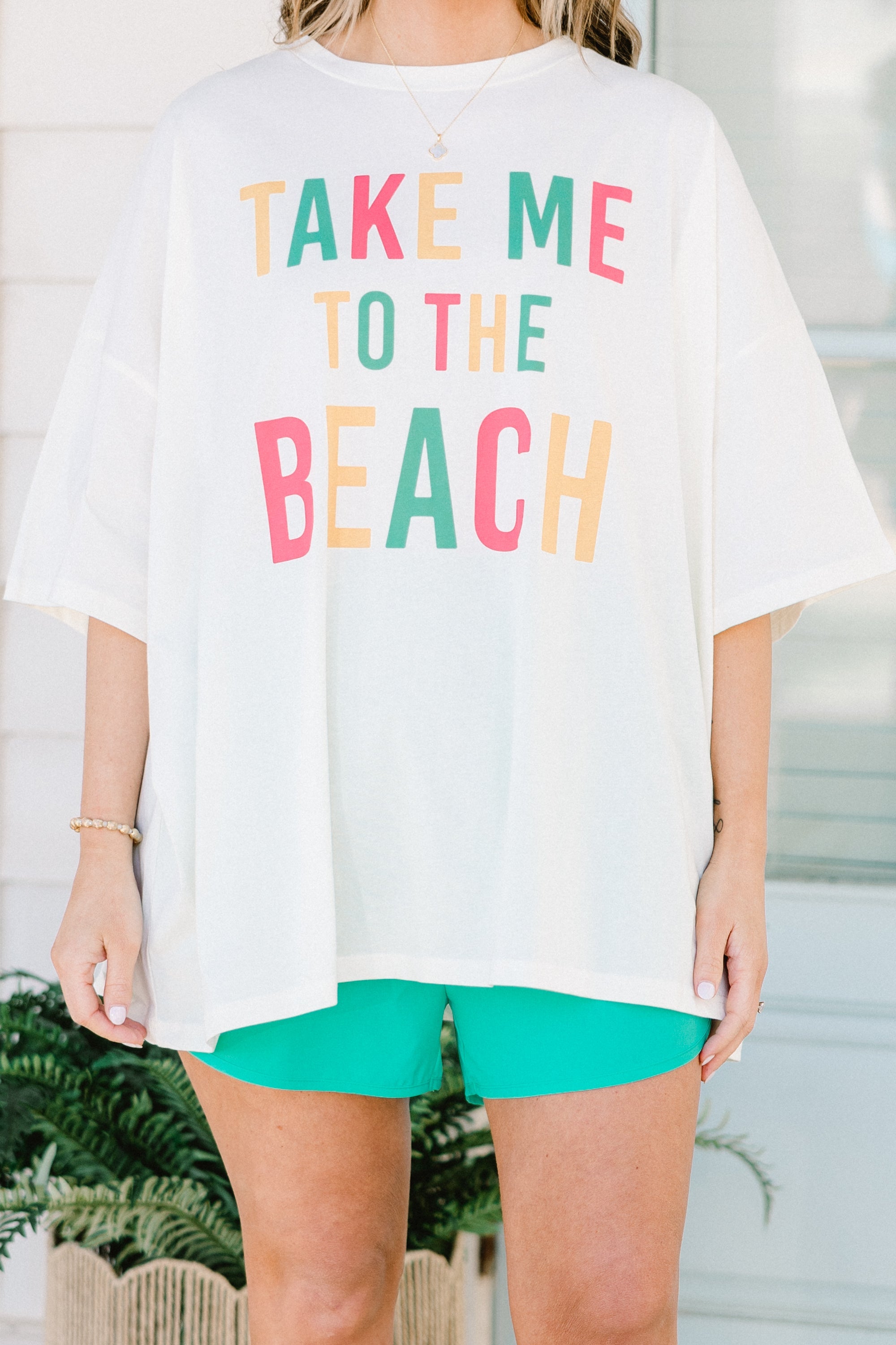 Take Me To The Beach Boyfriend Tee, Ivory