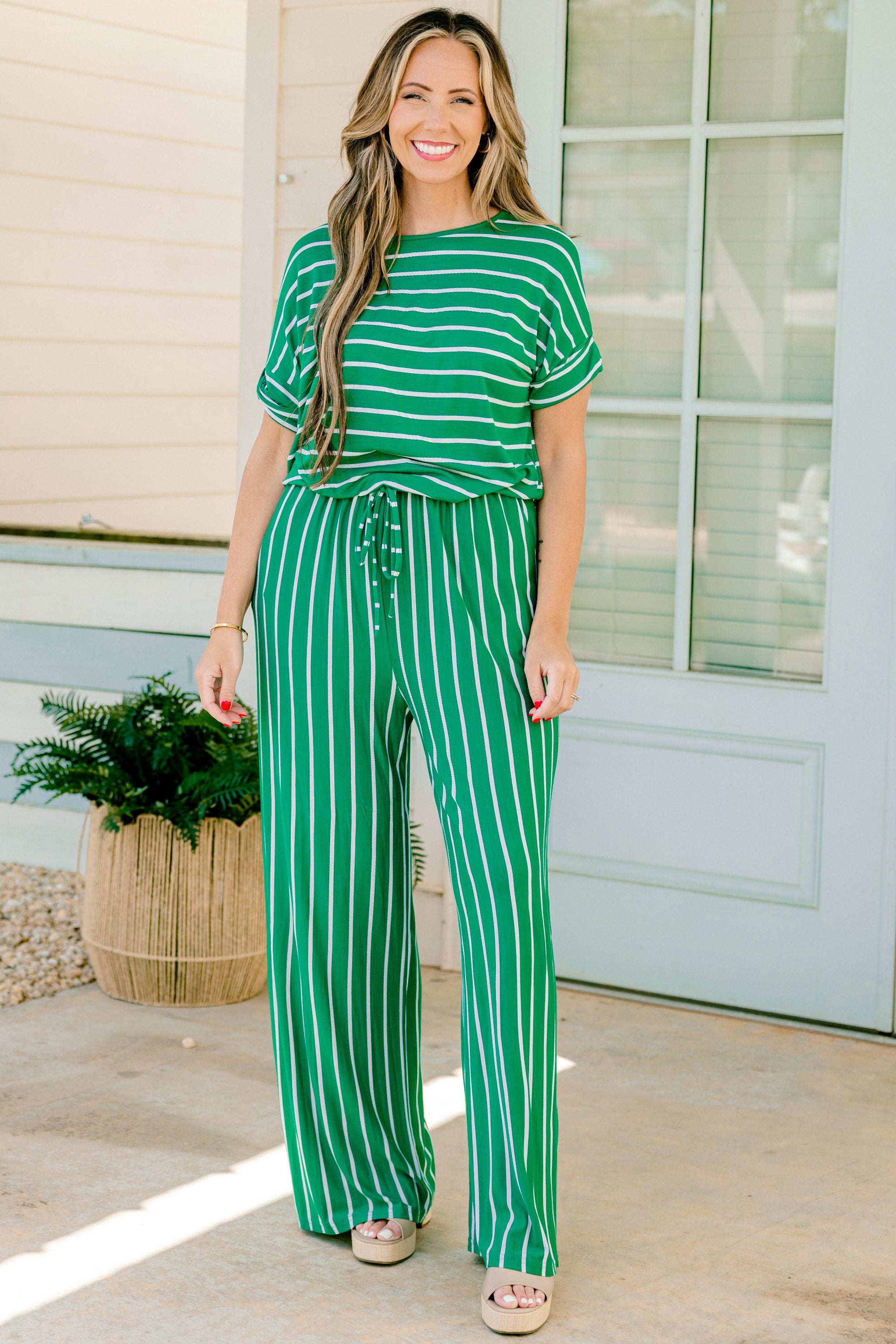 Take The World Jumpsuit, Green-Ivory