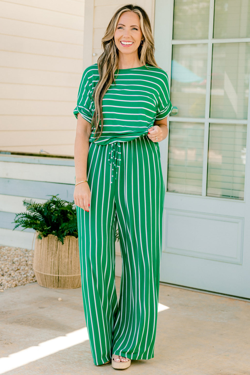 Take The World Jumpsuit, Green-Ivory