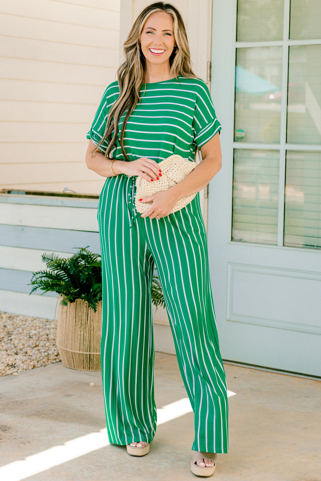 Take The World Jumpsuit, Green-Ivory