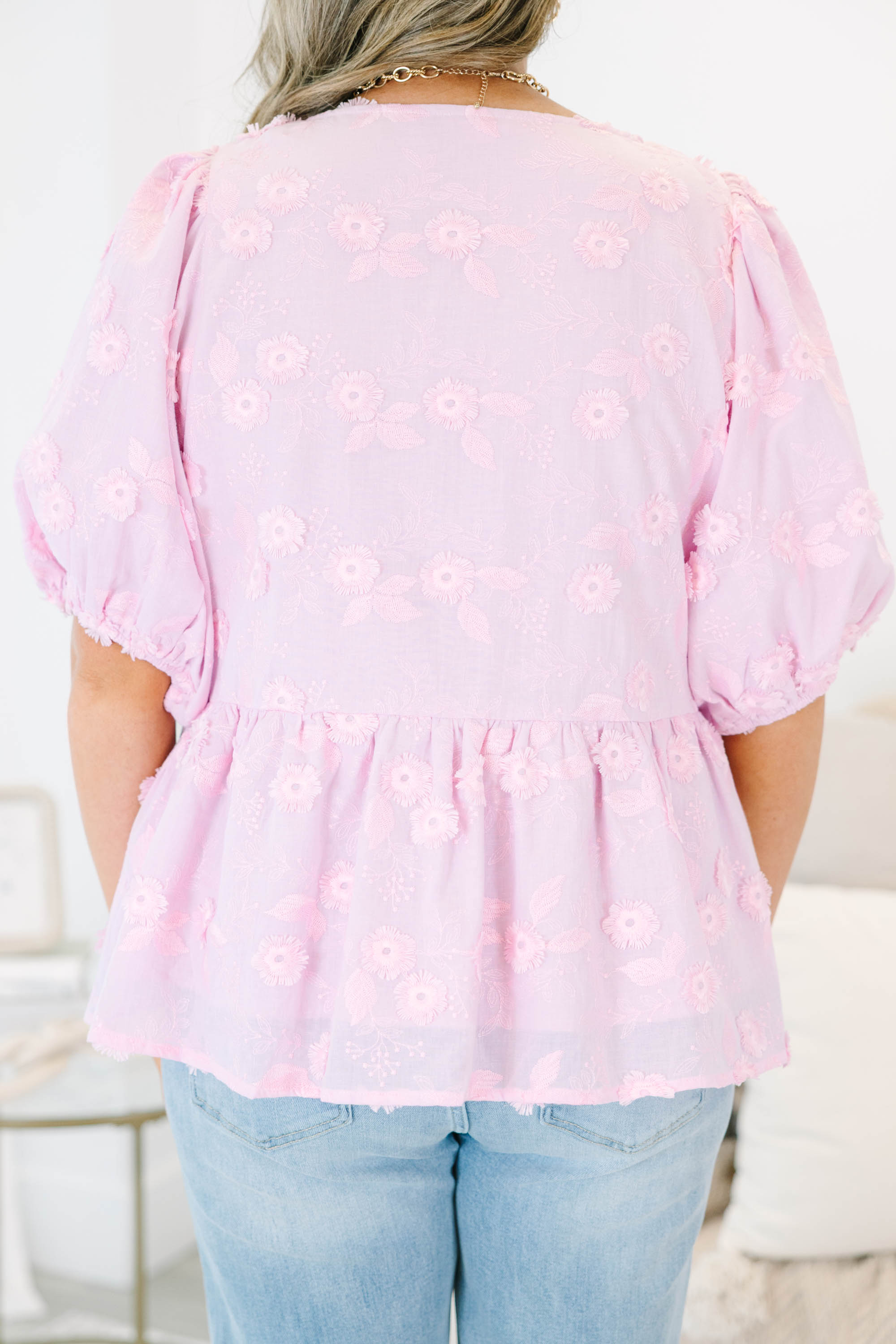 Take It Easy Now Top, Pink Eyelet