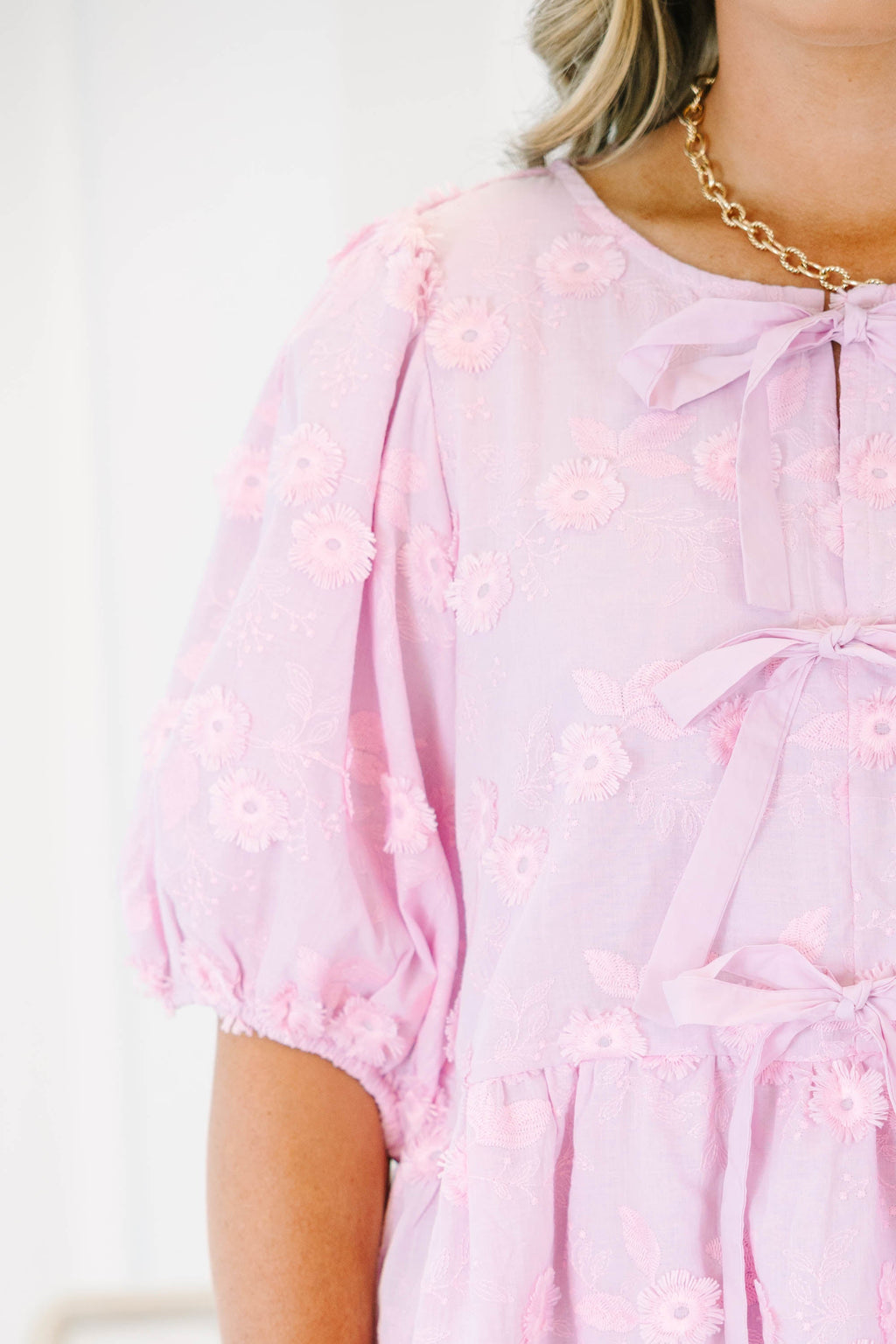 Take It Easy Now Top, Pink Eyelet